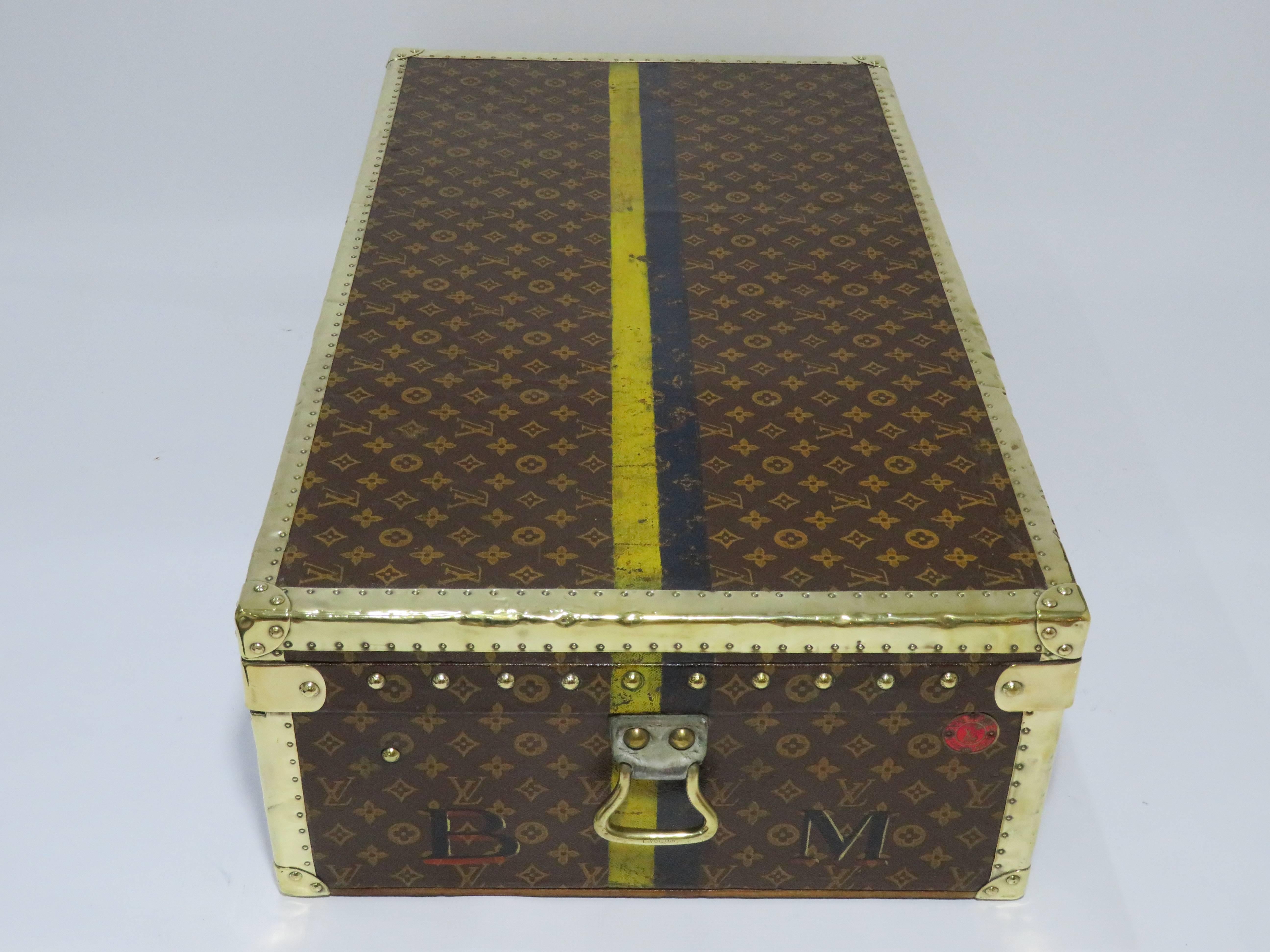 Louis Vuitton Explorer's Monogram and Brass Motor Trunk In Excellent Condition For Sale In London, GB