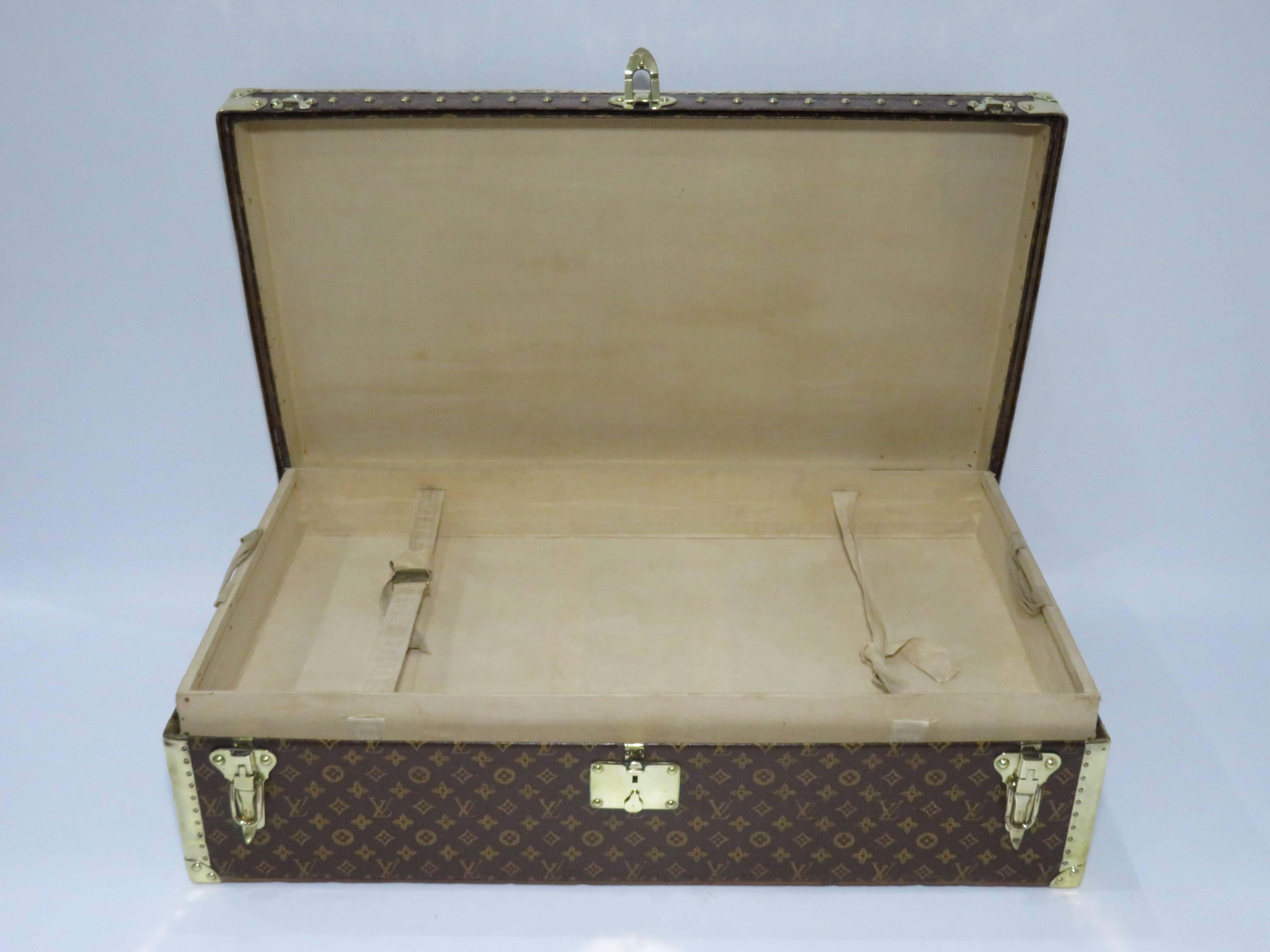 Louis Vuitton Explorer's Monogram and Brass Motor Trunk For Sale 3