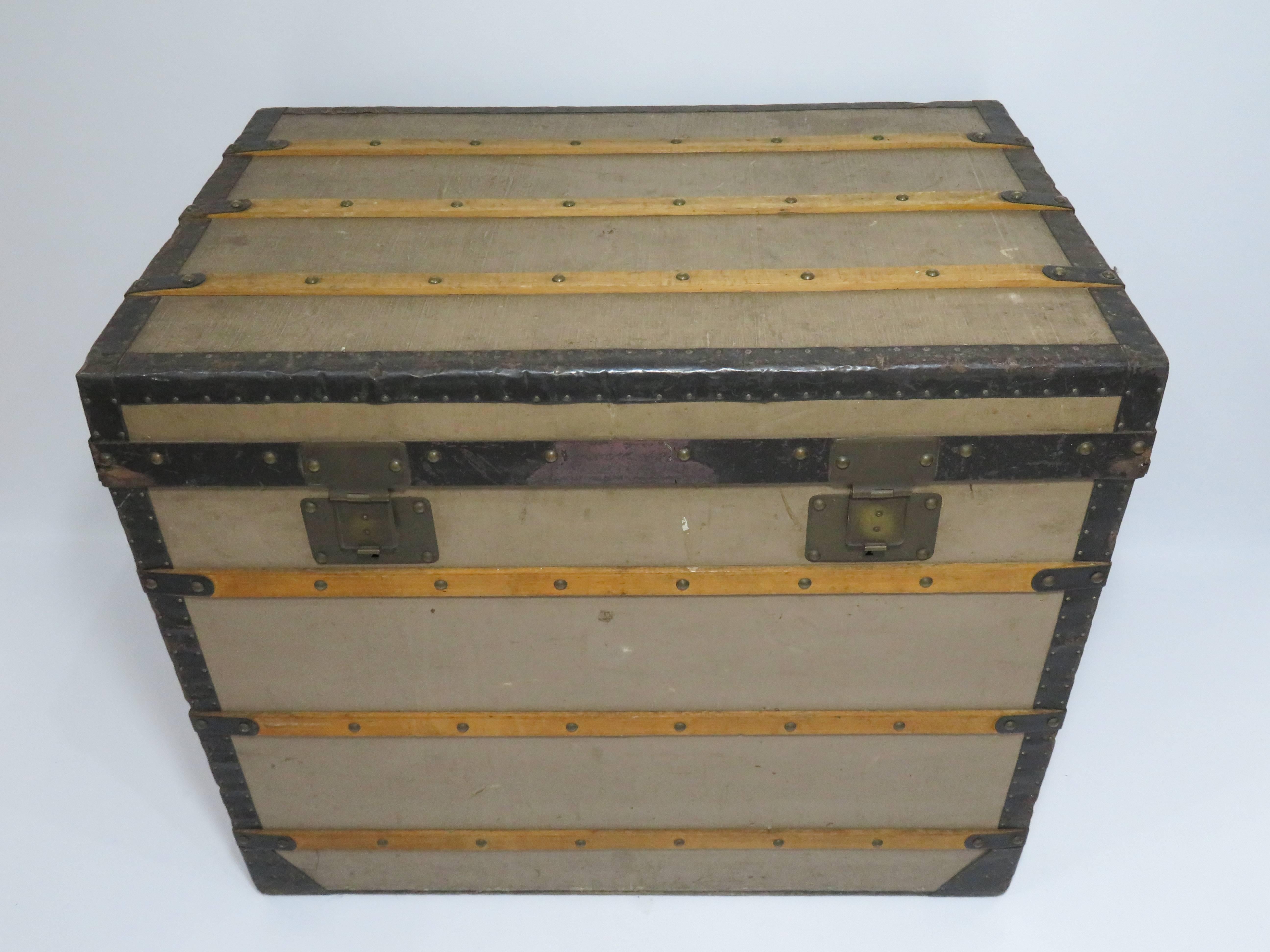 Antique Louis Vuitton First Flat Top Trunk In Excellent Condition For Sale In London, GB
