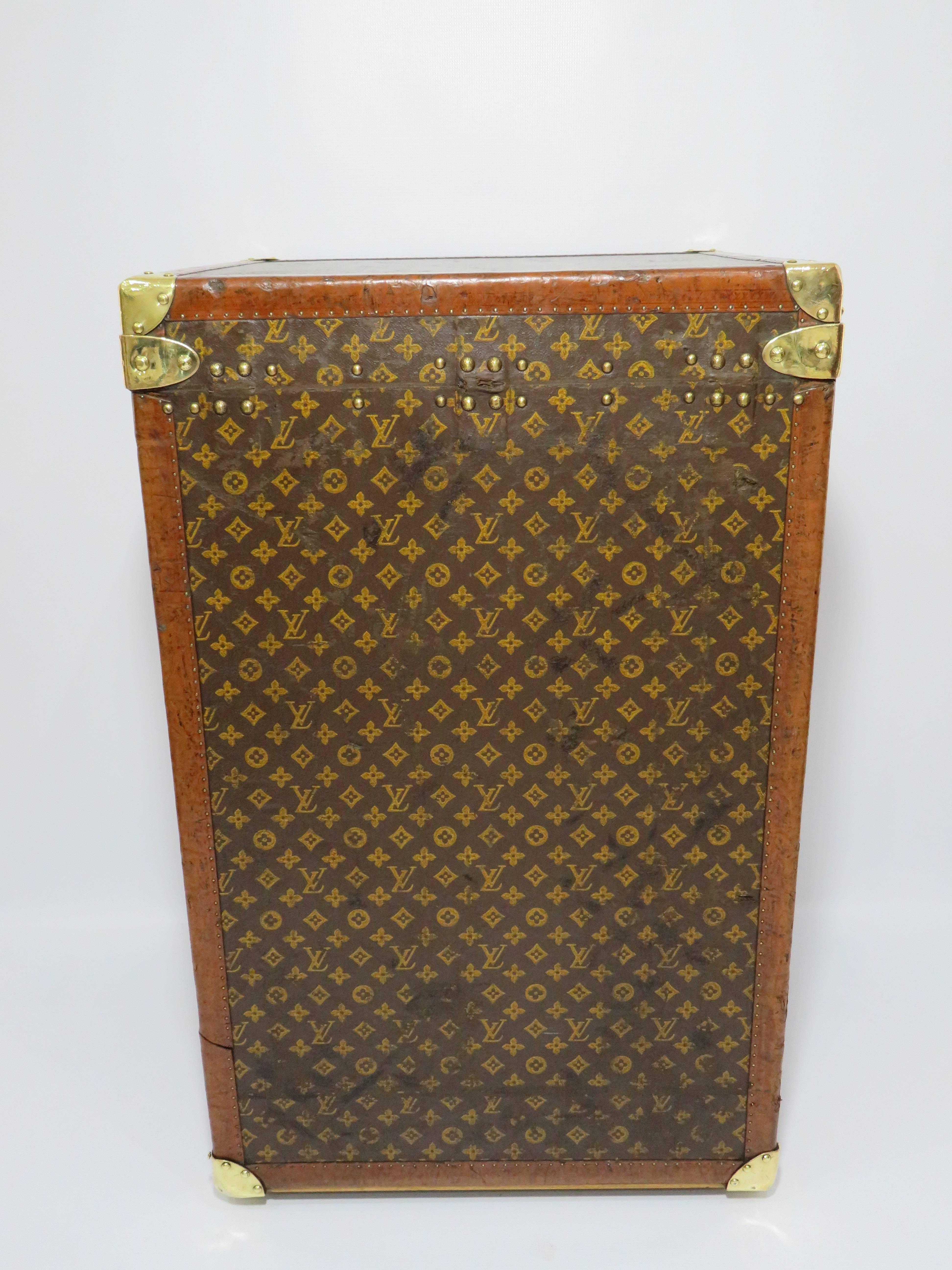 French 1930s Louis Vuitton Secretaire or Desk Trunk Monogram Antique Trunk For Sale