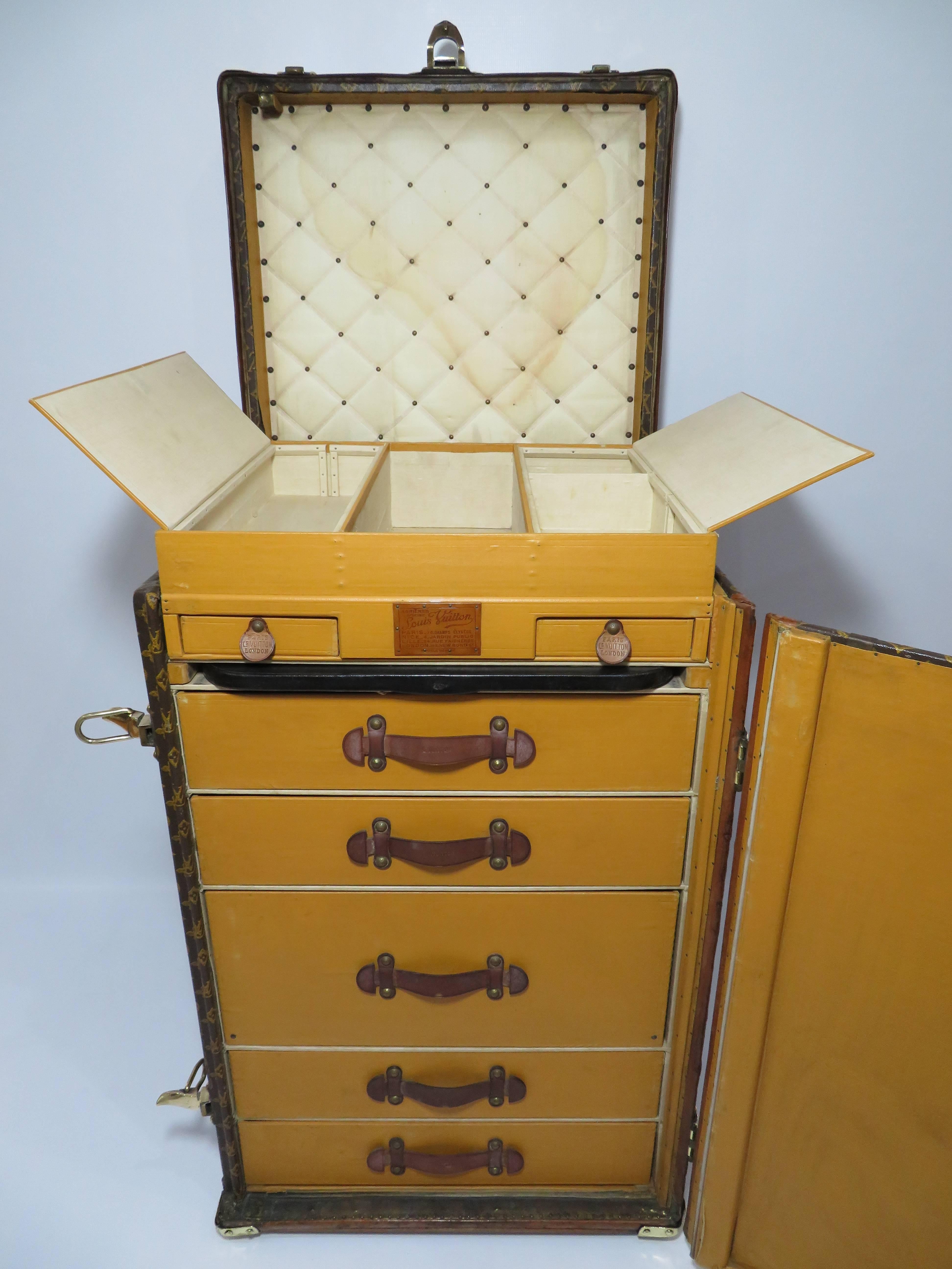 Mid-20th Century 1930s Louis Vuitton Secretaire or Desk Trunk Monogram Antique Trunk For Sale