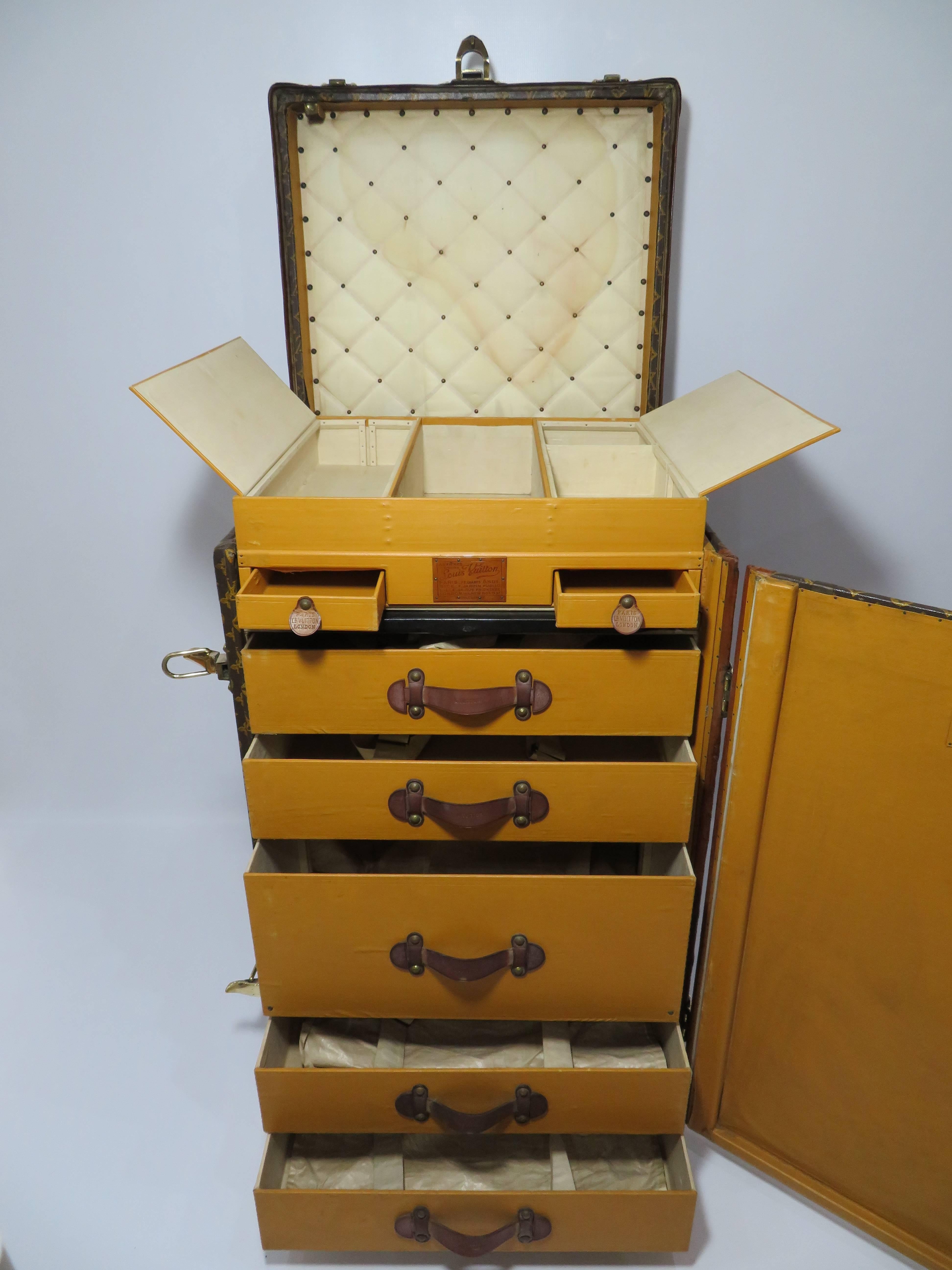 1930s Louis Vuitton Secretaire or Desk Trunk Monogram Antique Trunk For Sale 2