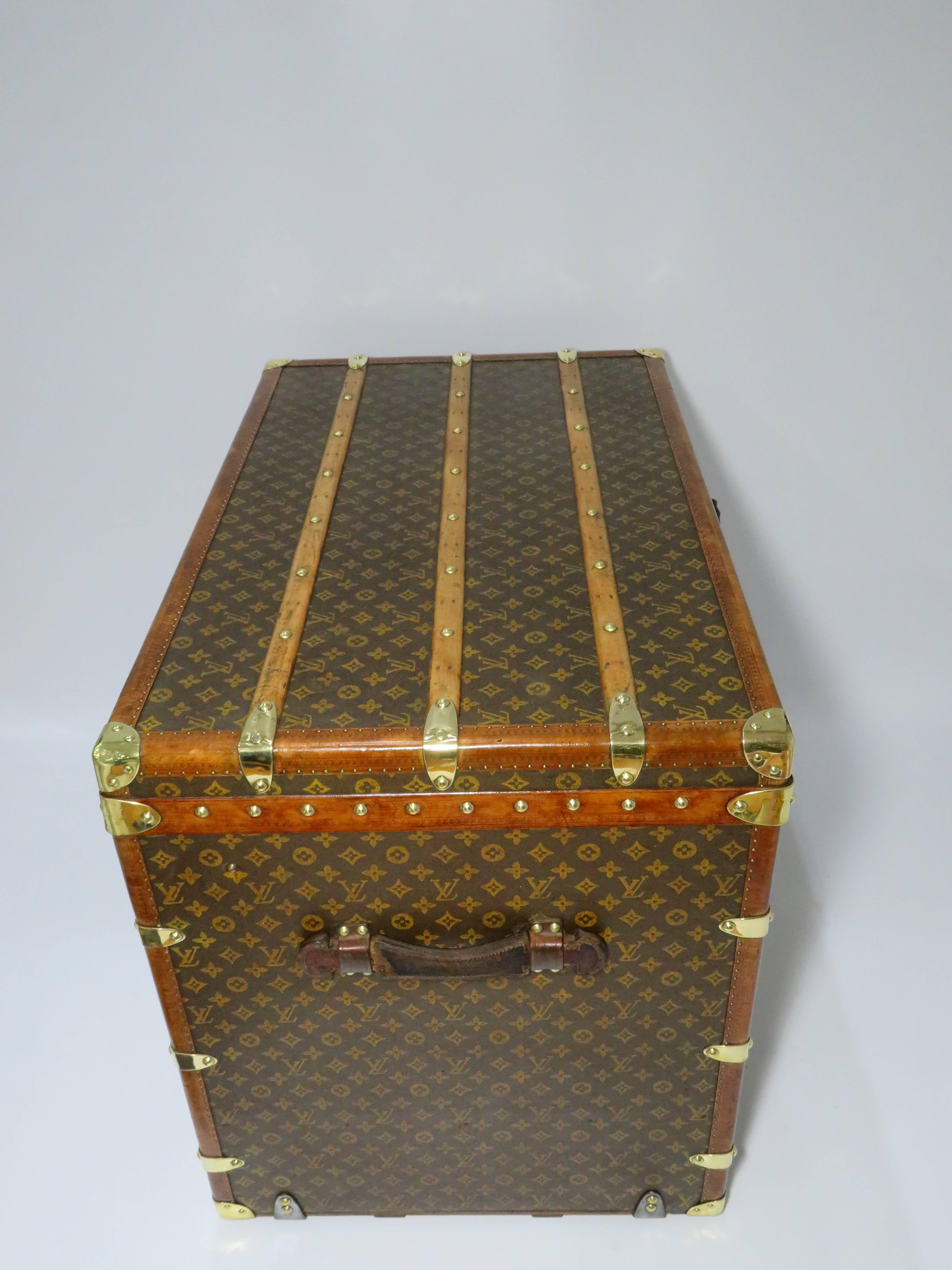 Early 20th Century Antique Louis Vuitton Monogram Courier Trunk with Complete Interior