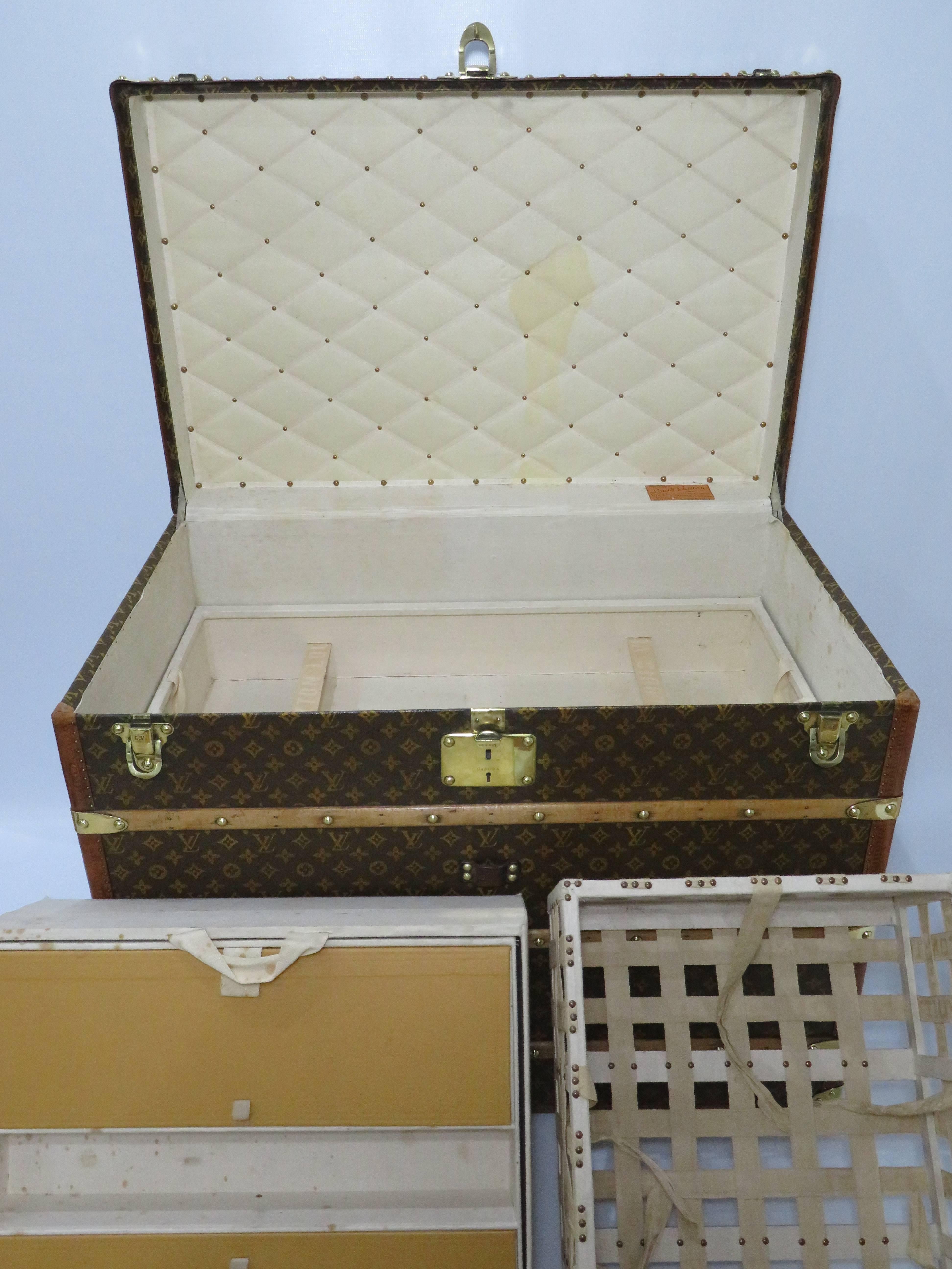 Antique Louis Vuitton Monogram Courier Trunk with Complete Interior 4