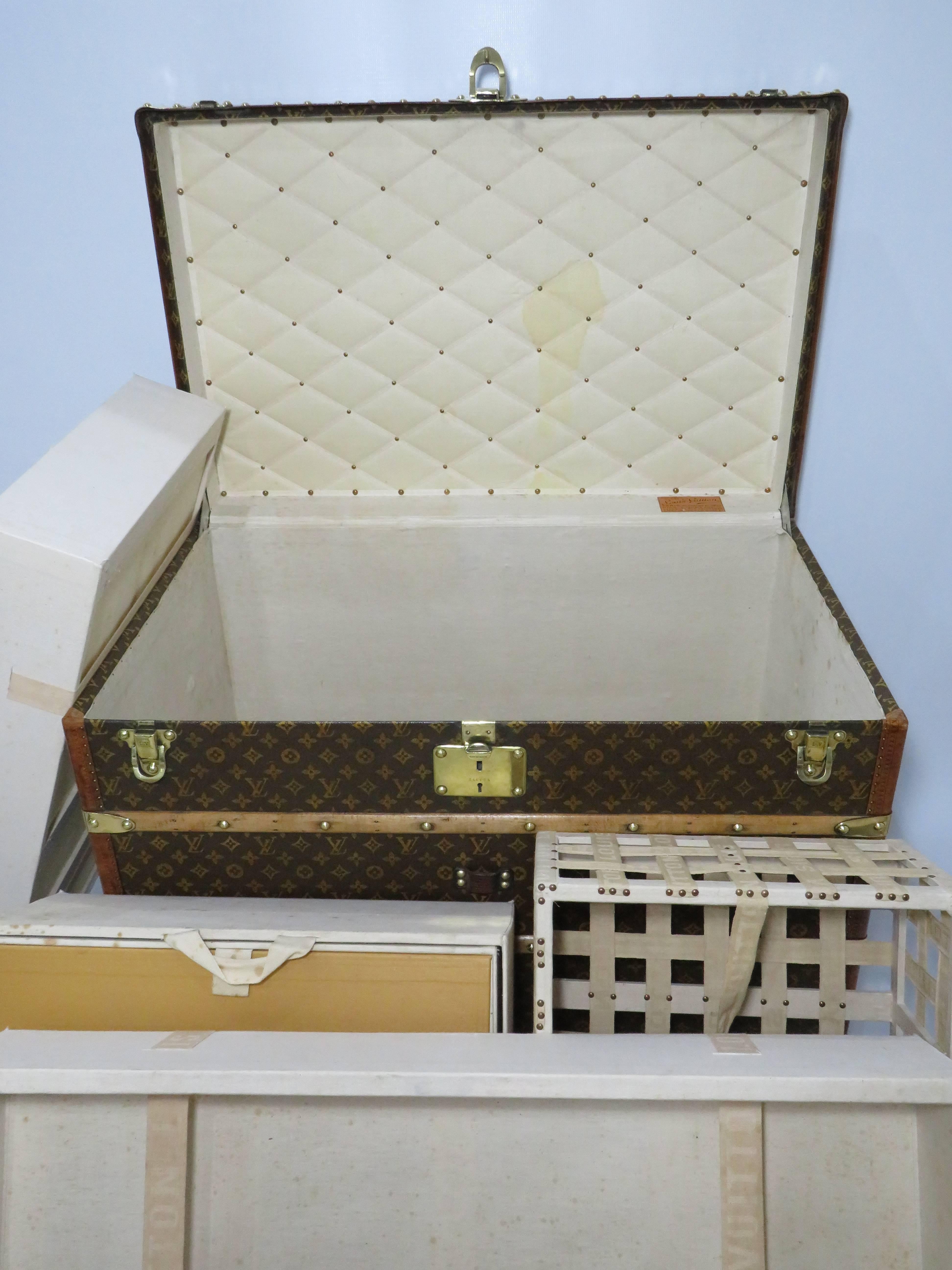 Antique Louis Vuitton Monogram Courier Trunk with Complete Interior 5