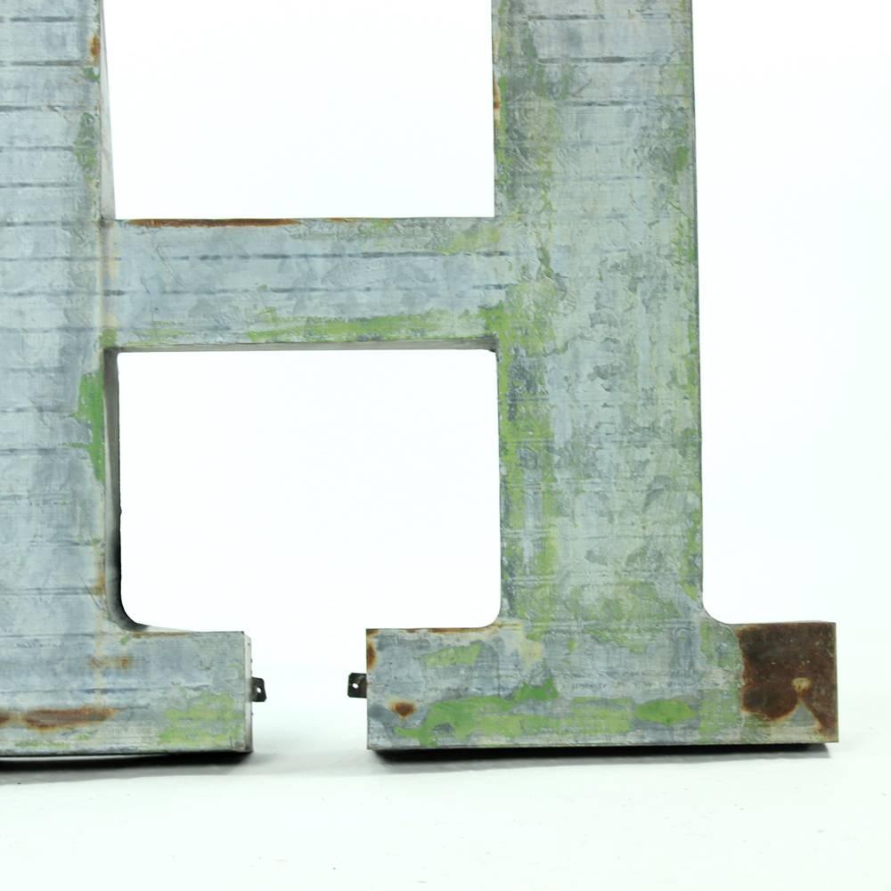 Large Industrial Metal Letter H, Czechoslovakia, circa 1960 In Fair Condition In Zohor, SK