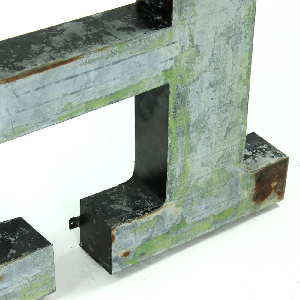 Sheet Metal Large Industrial Metal Letter H, Czechoslovakia, circa 1960