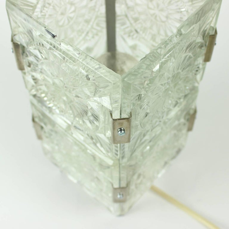 Bohemian Crystal Glass Table Lamp by Kamenický Šenov, Czechoslovakia
