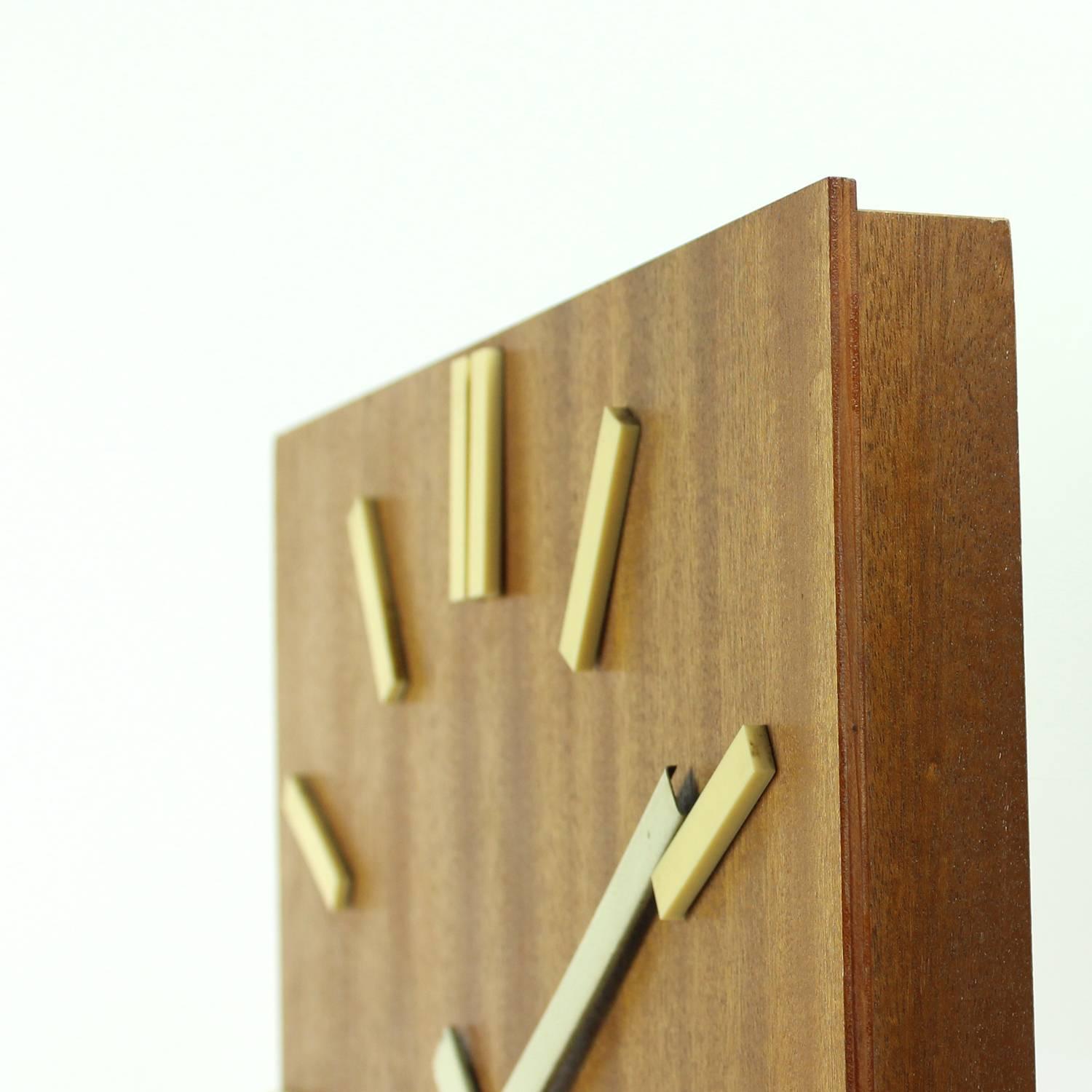 Mid-Century Modern Large Wooden Pragotron Clock Type PPH 410, Czechoslovakia, circa 1980