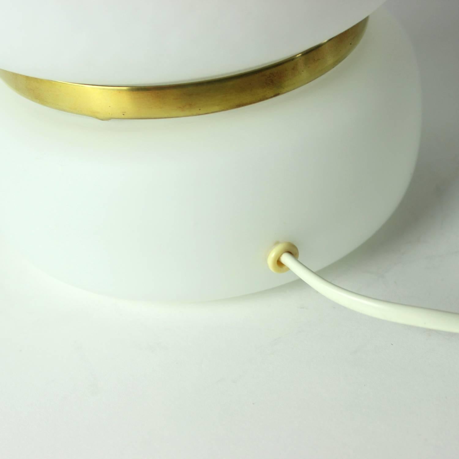 20th Century 1970s White Glass Table Lamp with Brass by Osvetlovaci Sklo, Czechoslovakia For Sale