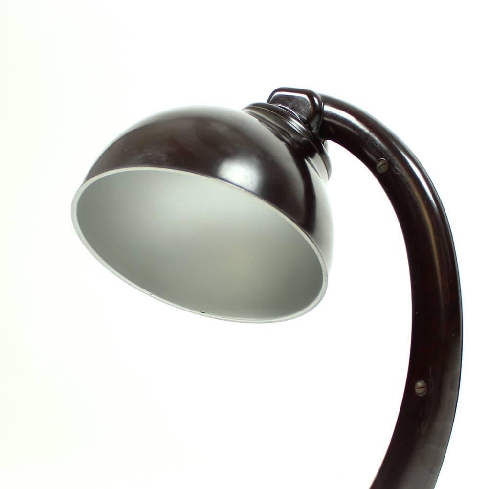 Bauhaus Dark Brown Bakelite Table Lamp Model 11126 by Eric Kirkman Cole, 1930s