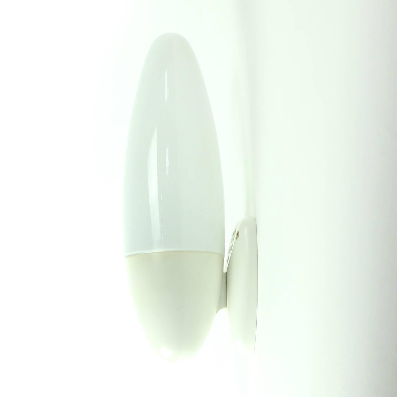 Two Rare All White Wall Lamps in White Opaline Glass, Czechoslovakia, circa 1960 In Good Condition In Zohor, SK