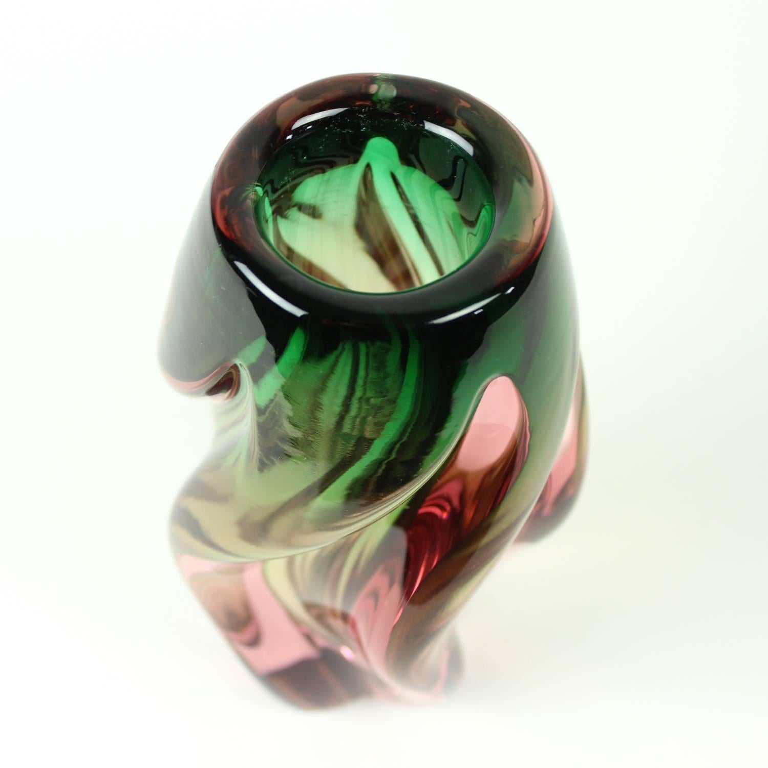 Art Glass Vase by Josef Hospodka, Glass Union Chribska, 1960 In Excellent Condition In Zohor, SK