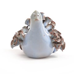 Handmade Glazed Ceramic Pigeon Sculpture, Czechoslovakia, 1970
