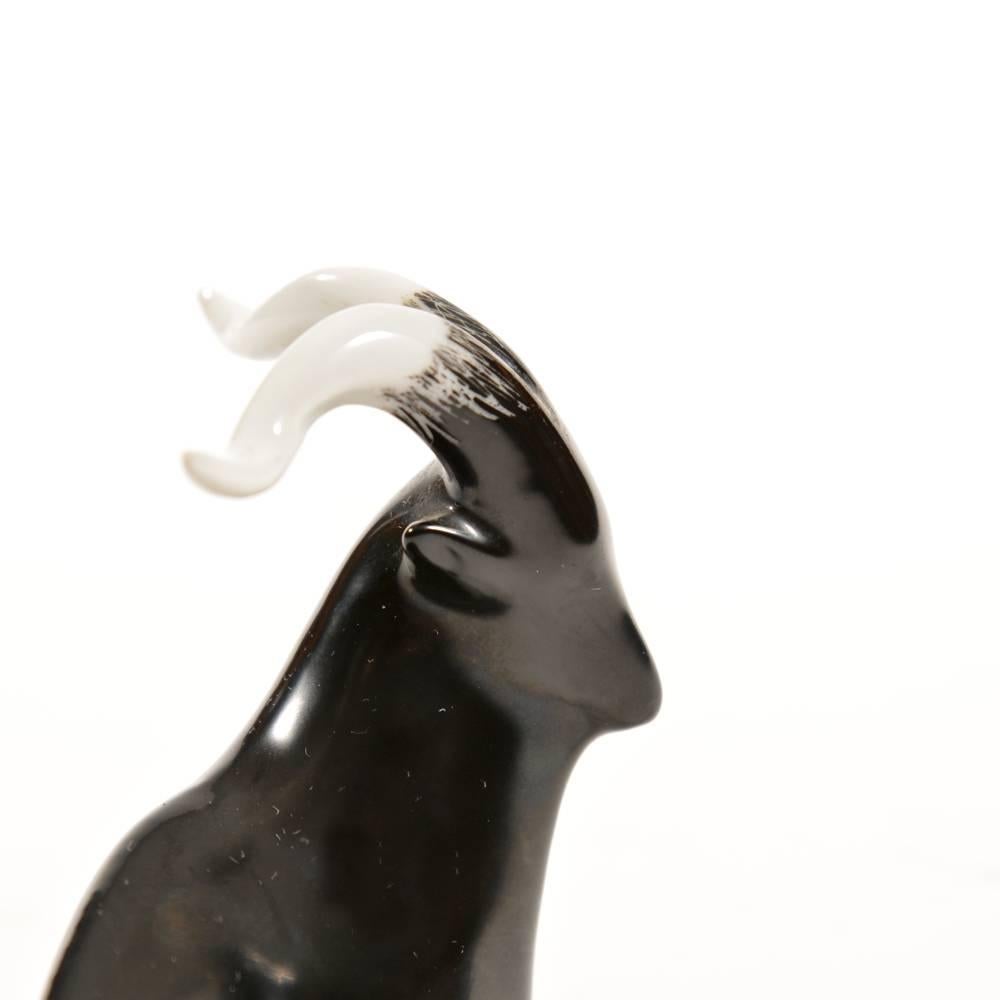 Billy Goat Porcelain Scupture by Royal Dux Czech Republic circa 1960 For Sale 1