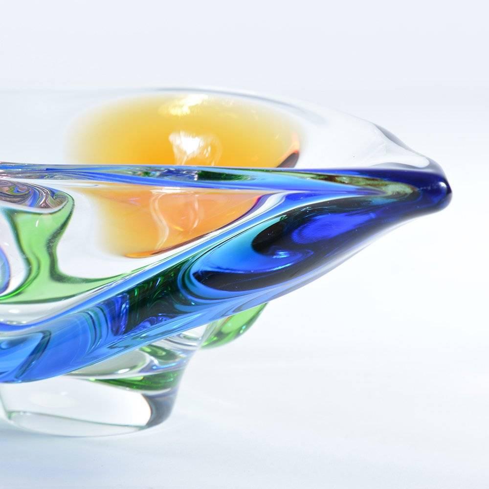 Art Glass Bowl, Rhapsody Collection by Frantisek Zemek for Sklarna Mstisov, 1960 In Good Condition For Sale In Zohor, SK