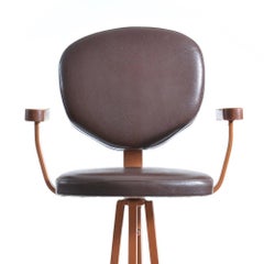Tall Child Chair in Metal and Faux Leather, Czechoslovakia, circa 1960