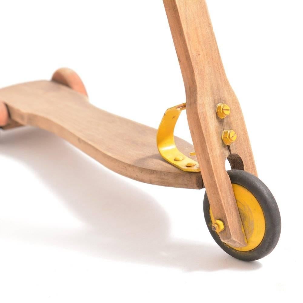 Mid-Century Modern Vintage Wooden Scooter from Czechoslovakia circa 1950 For Sale