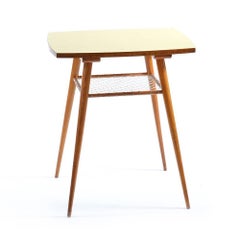 Midcentury Coffee Table with Yellow Rotating Formica Topboard, Czechoslovakia