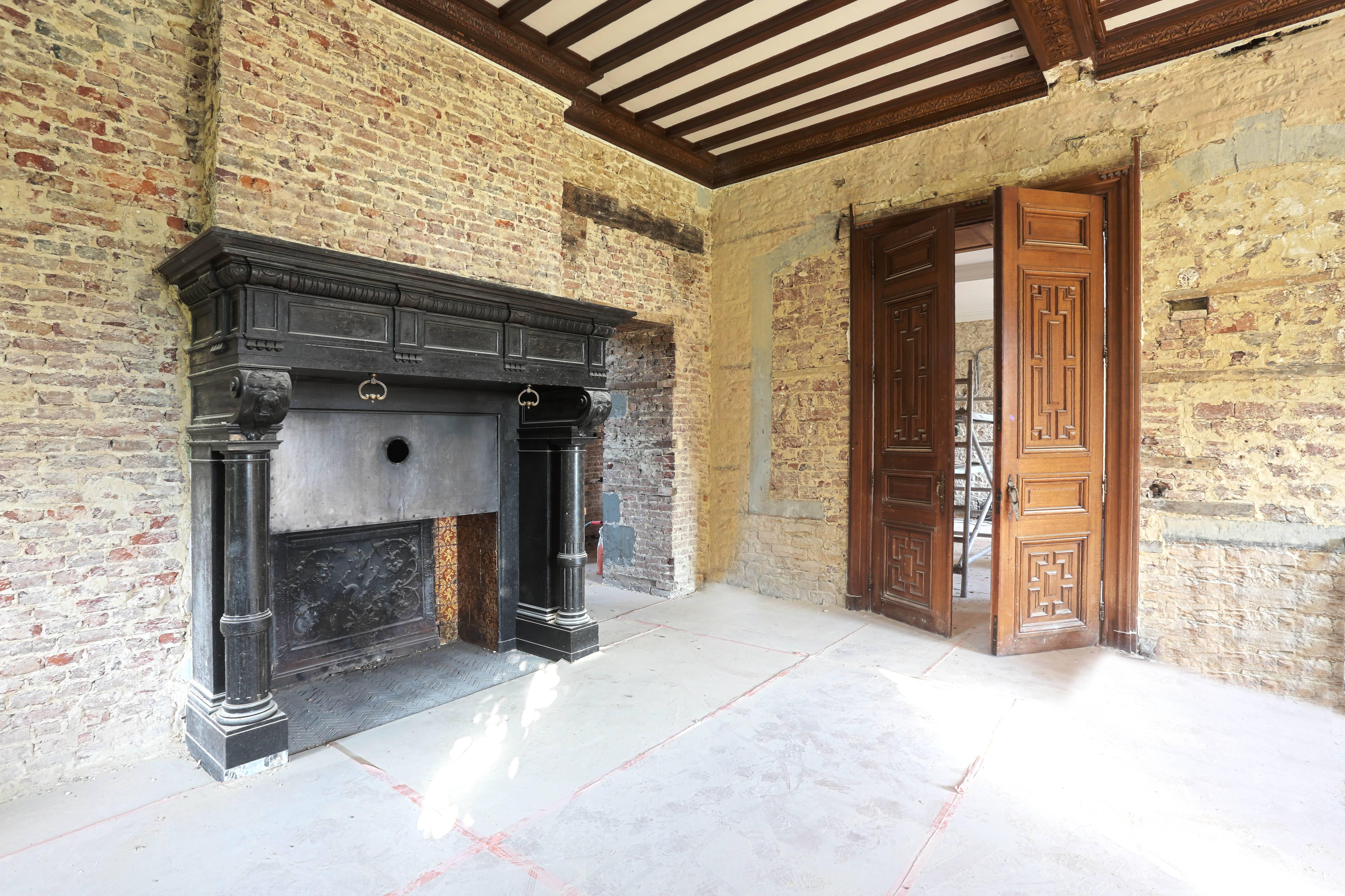 black marble fireplace