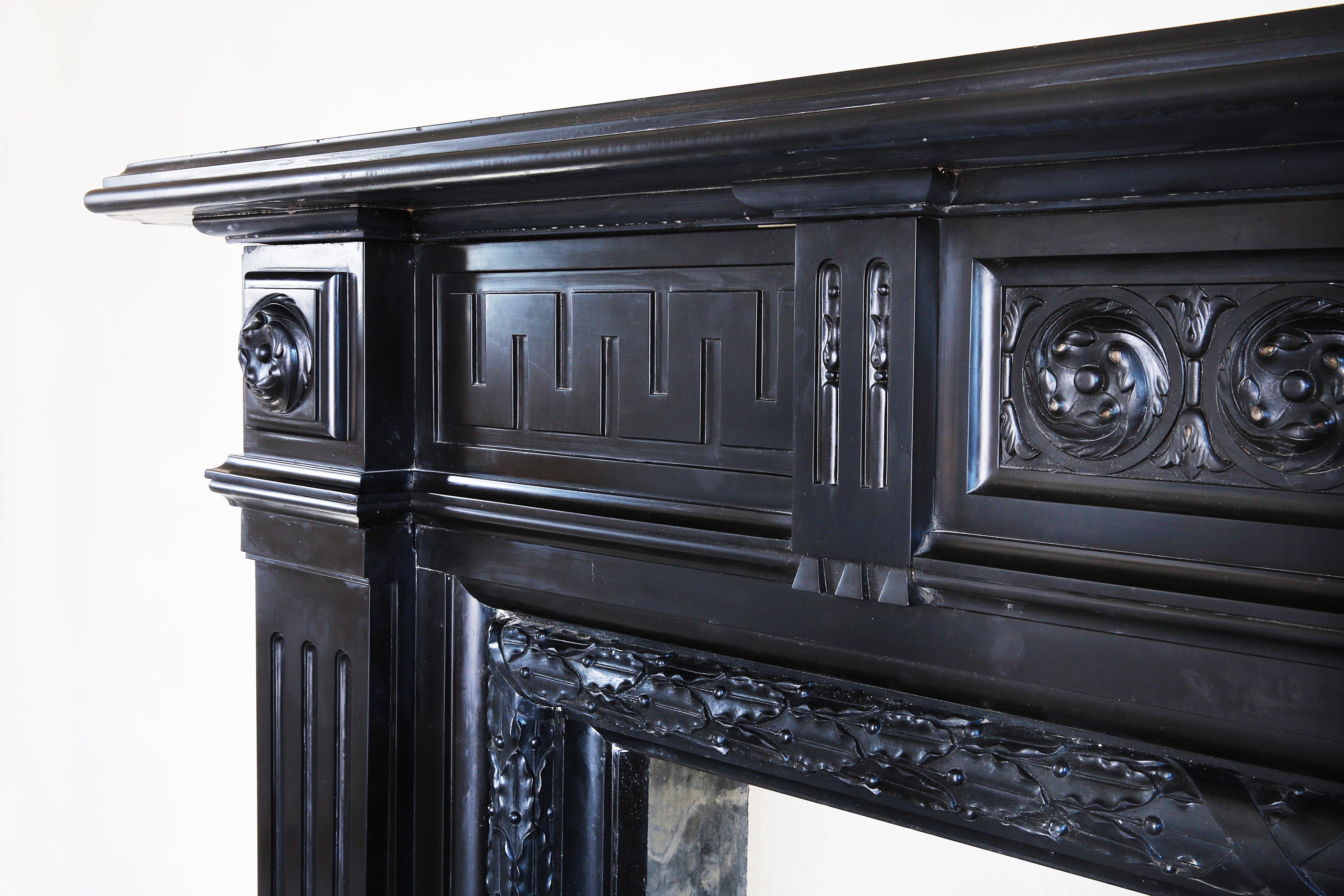 louis xvi belgian black marble fireplace