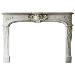 Rare Antique Marble Fireplace of Carrara Marble 