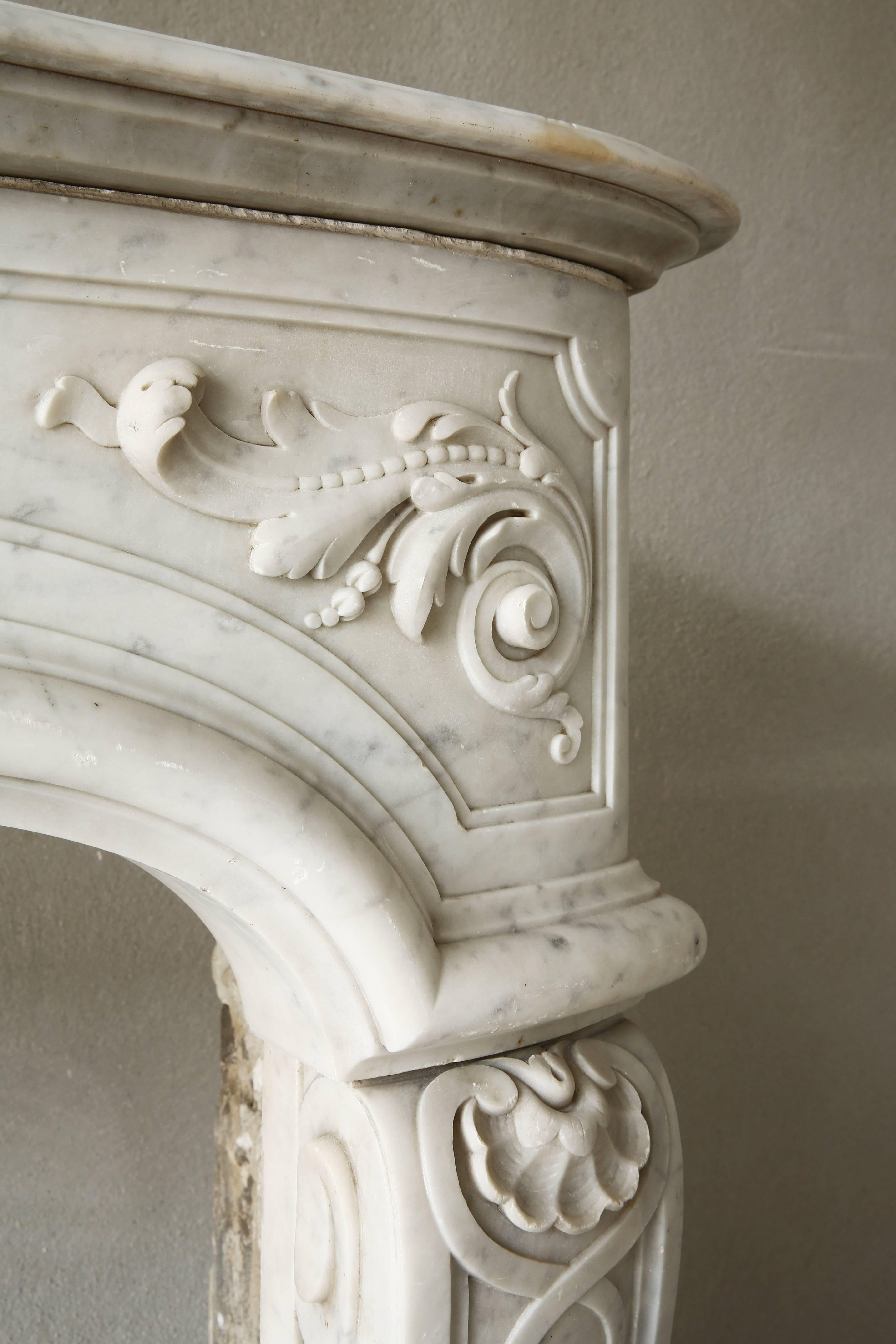Rare Antique Marble Fireplace of Carrara Marble  1