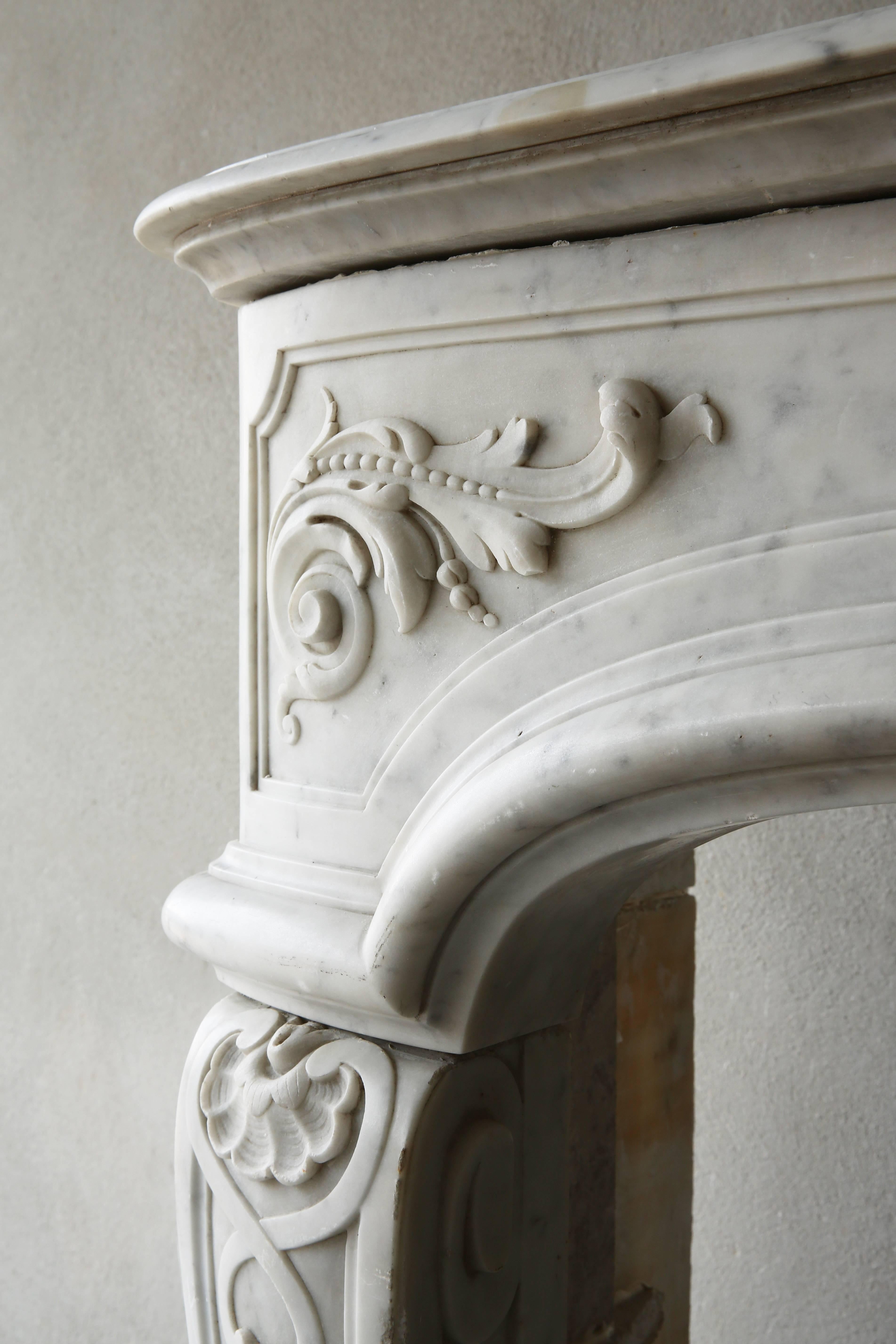 Rare Antique Marble Fireplace of Carrara Marble  2