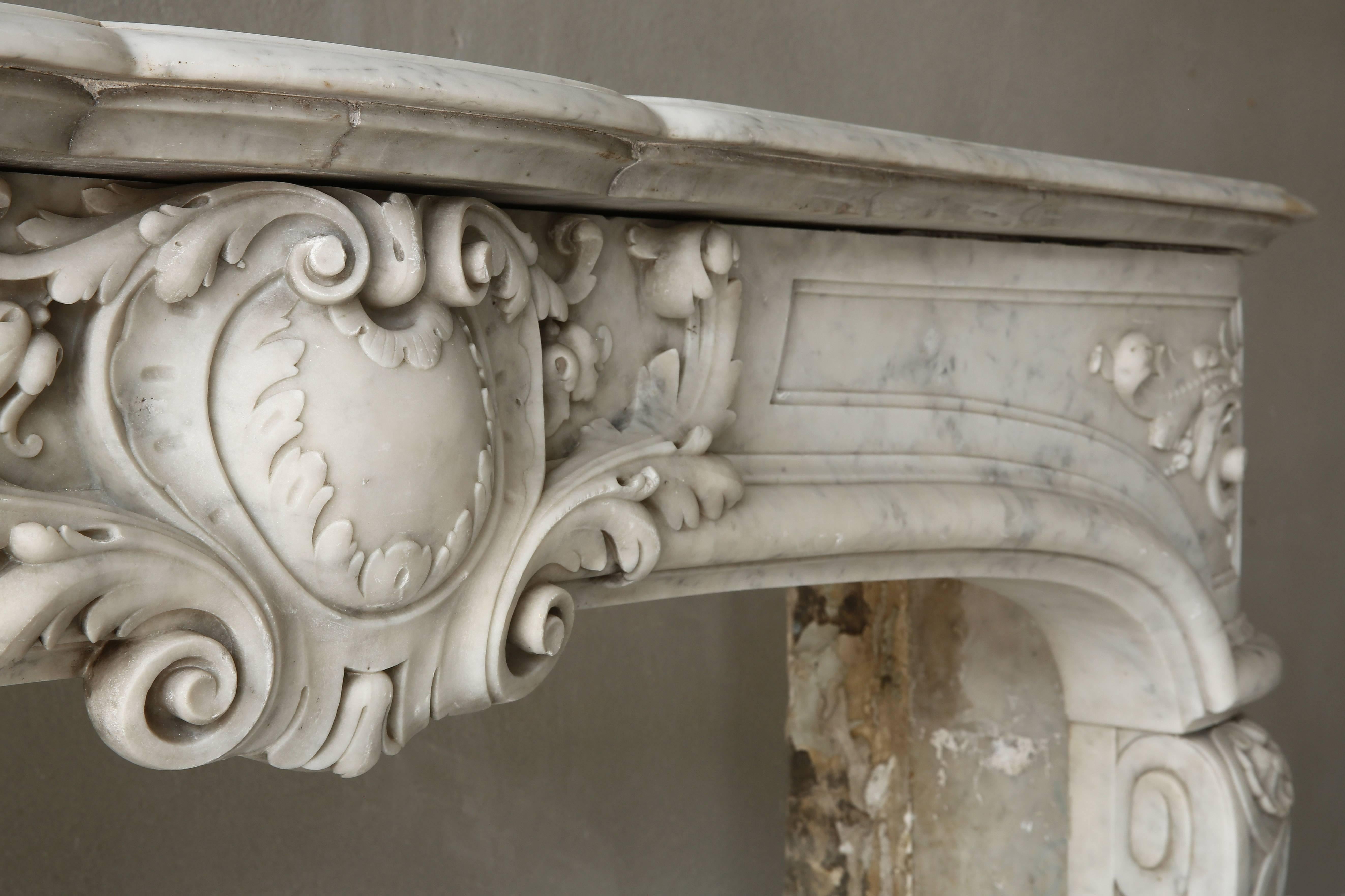 Rare Antique Marble Fireplace of Carrara Marble  3