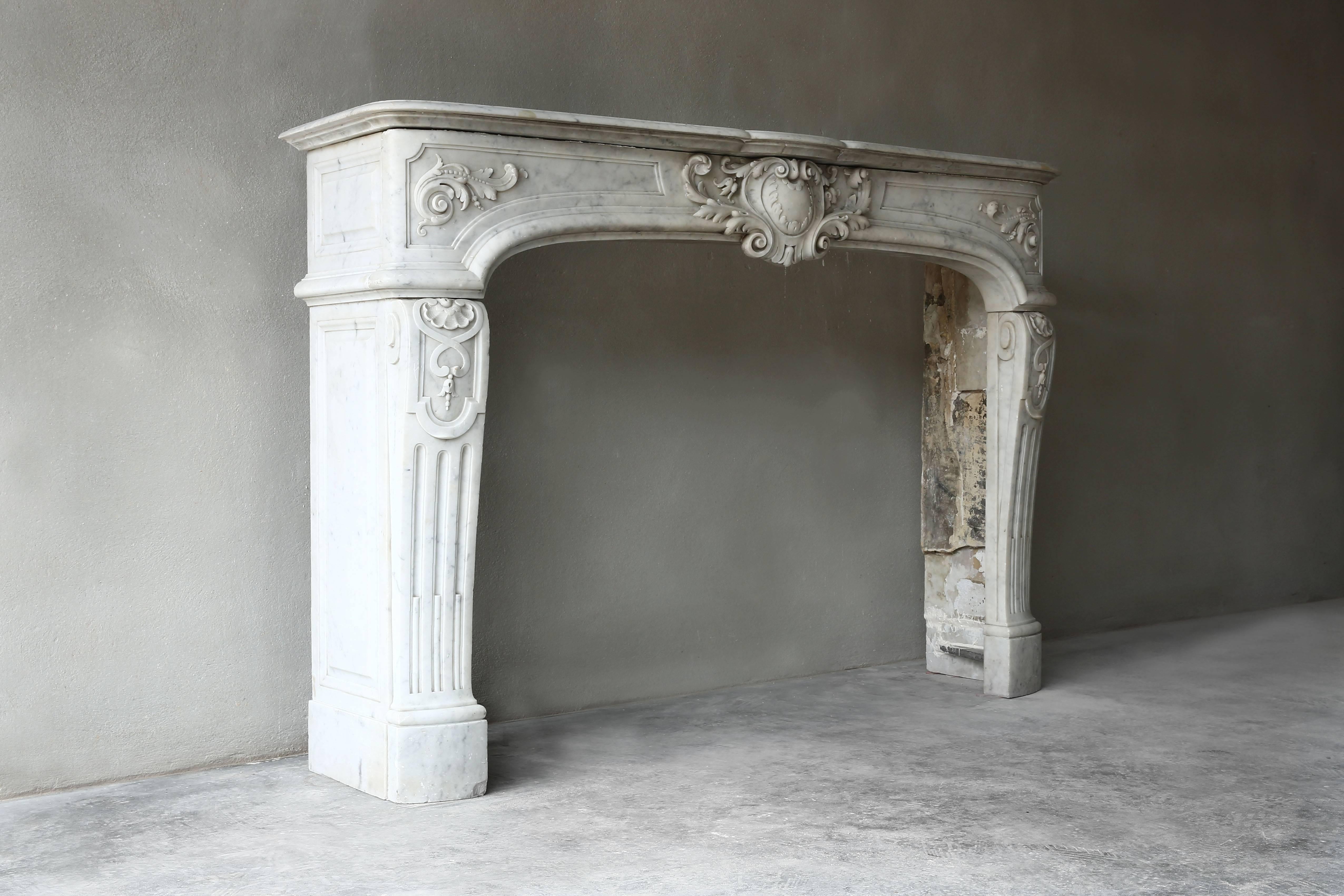Rare Antique Marble Fireplace of Carrara Marble  4