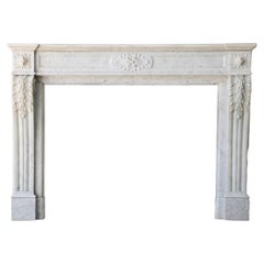 Antique fireplace of carrara marble, Louis XVI style, 19th century