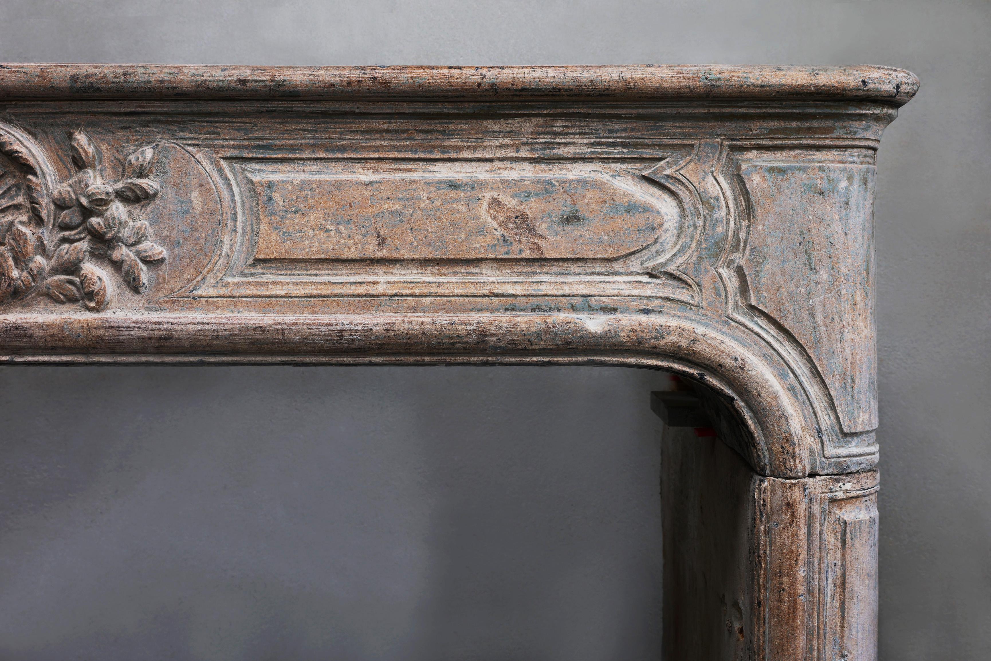 Other Antique mantle surround of French limestone from the 19th century For Sale