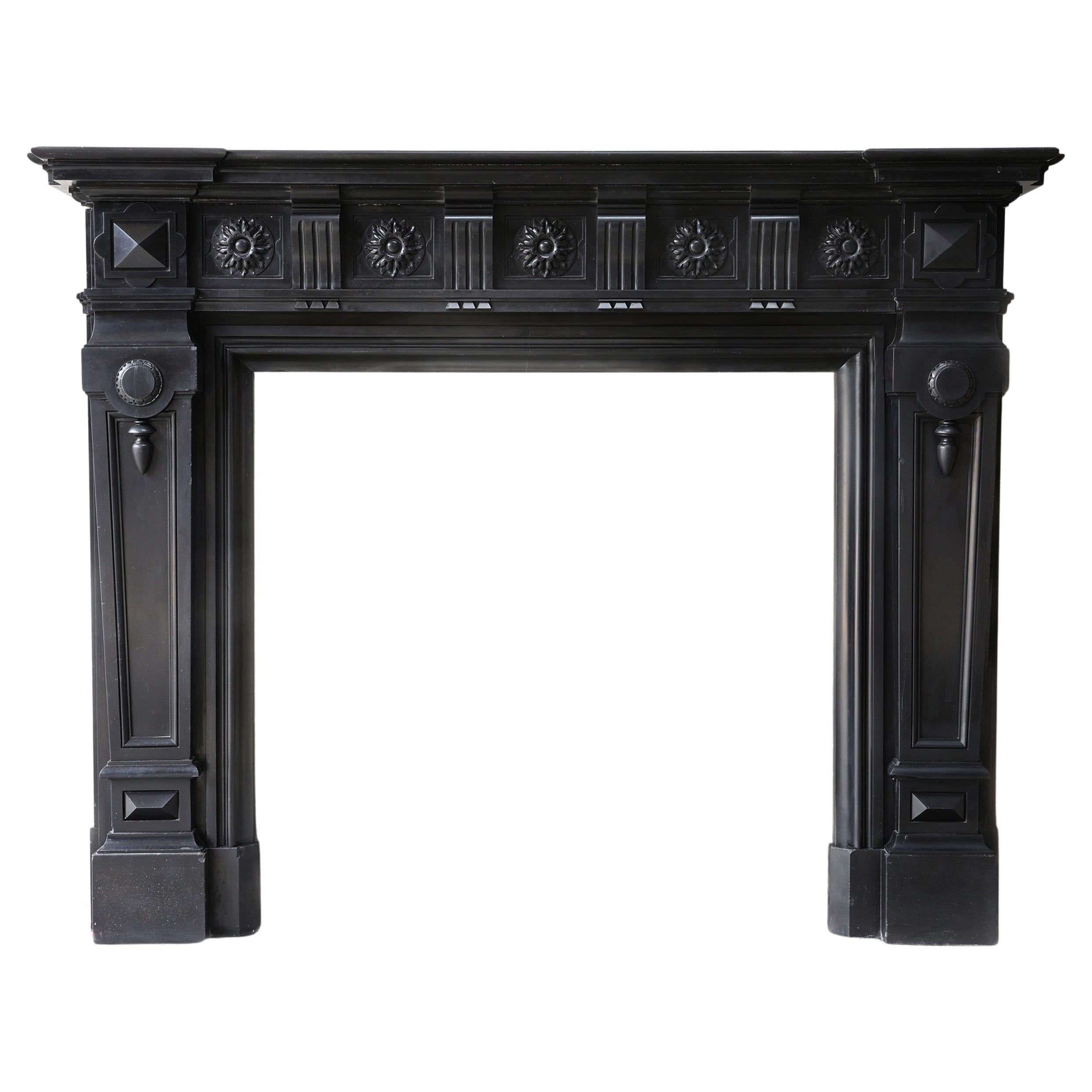 Antique Noir de Mazy marble mantel surround in style of XVI, the 19th century For Sale