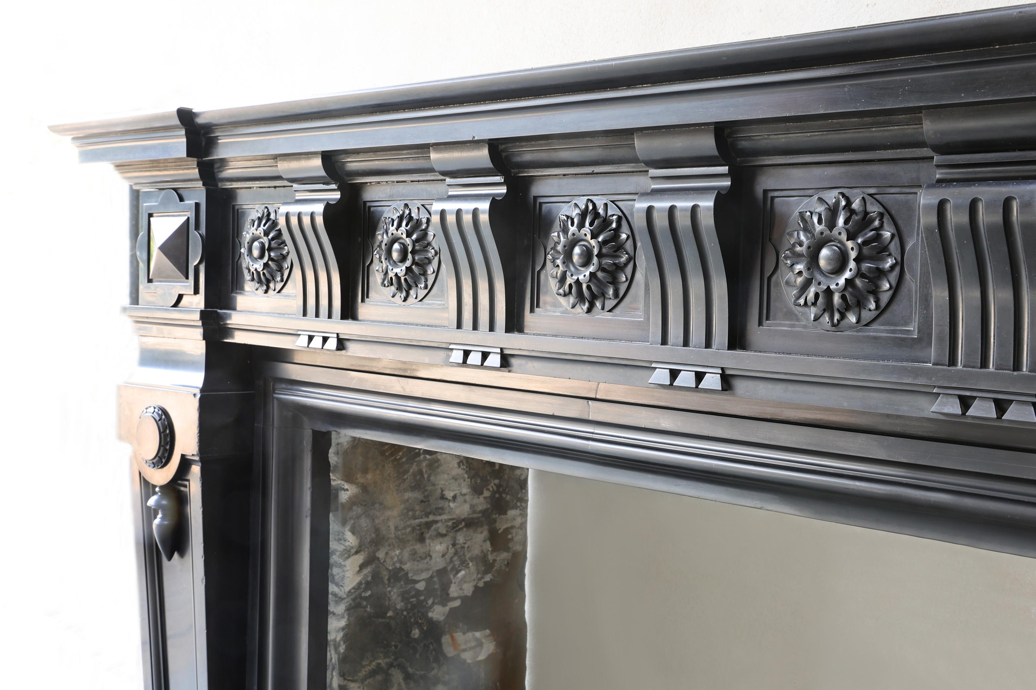 19th Century Antique Noir de Mazy marble mantel surround in style of XVI, the 19th century For Sale