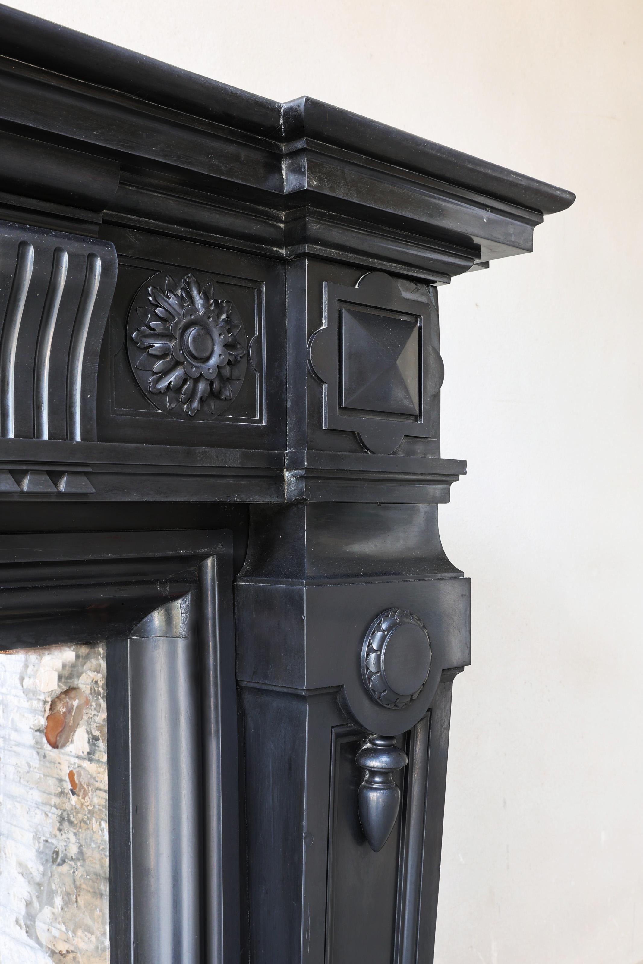 Antique Noir de Mazy marble mantel surround in style of XVI, the 19th century For Sale 2
