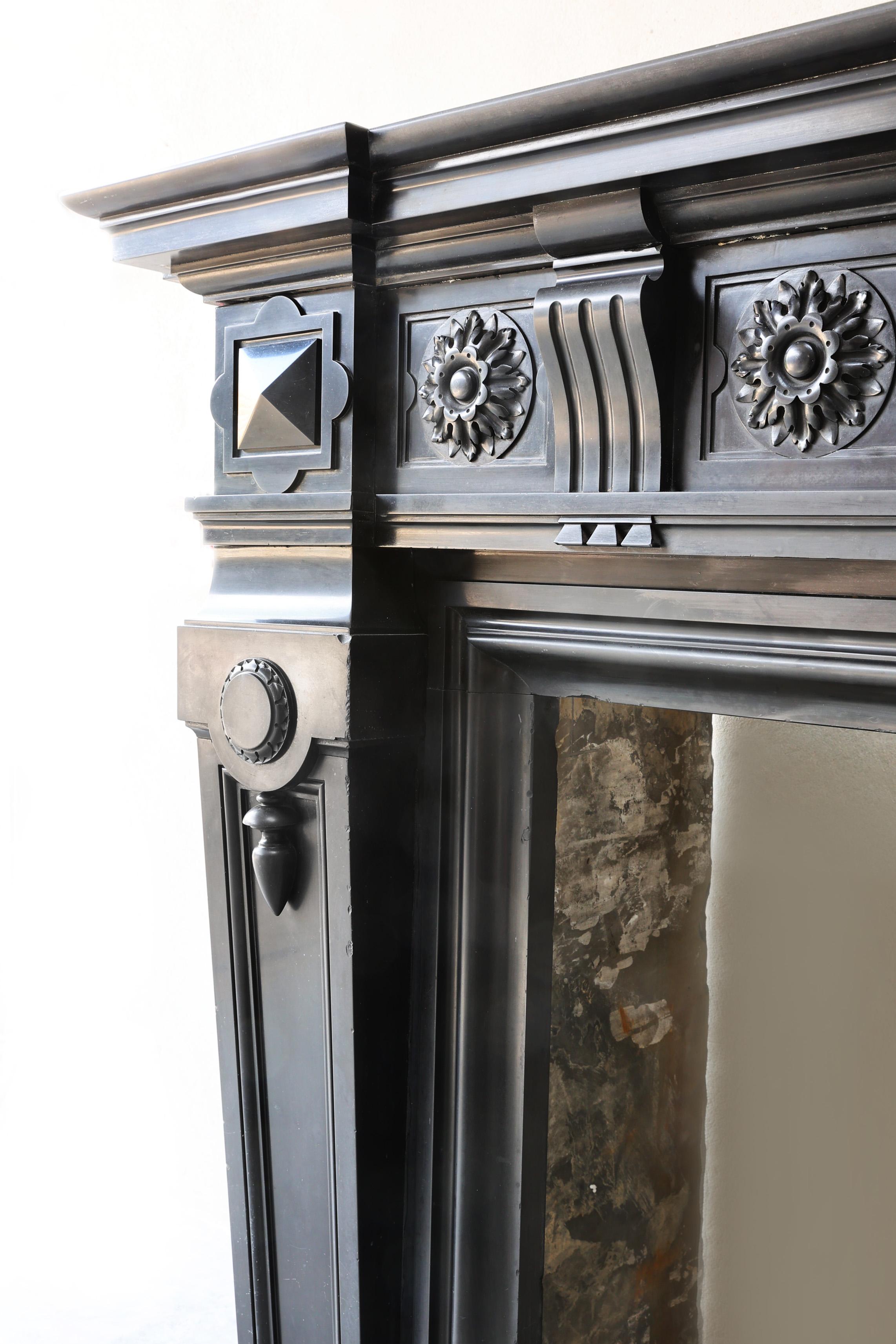 Antique Noir de Mazy marble mantel surround in style of XVI, the 19th century For Sale 3