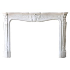 Antique mantle surround of carrara marble in style of Louis XV, 19th century