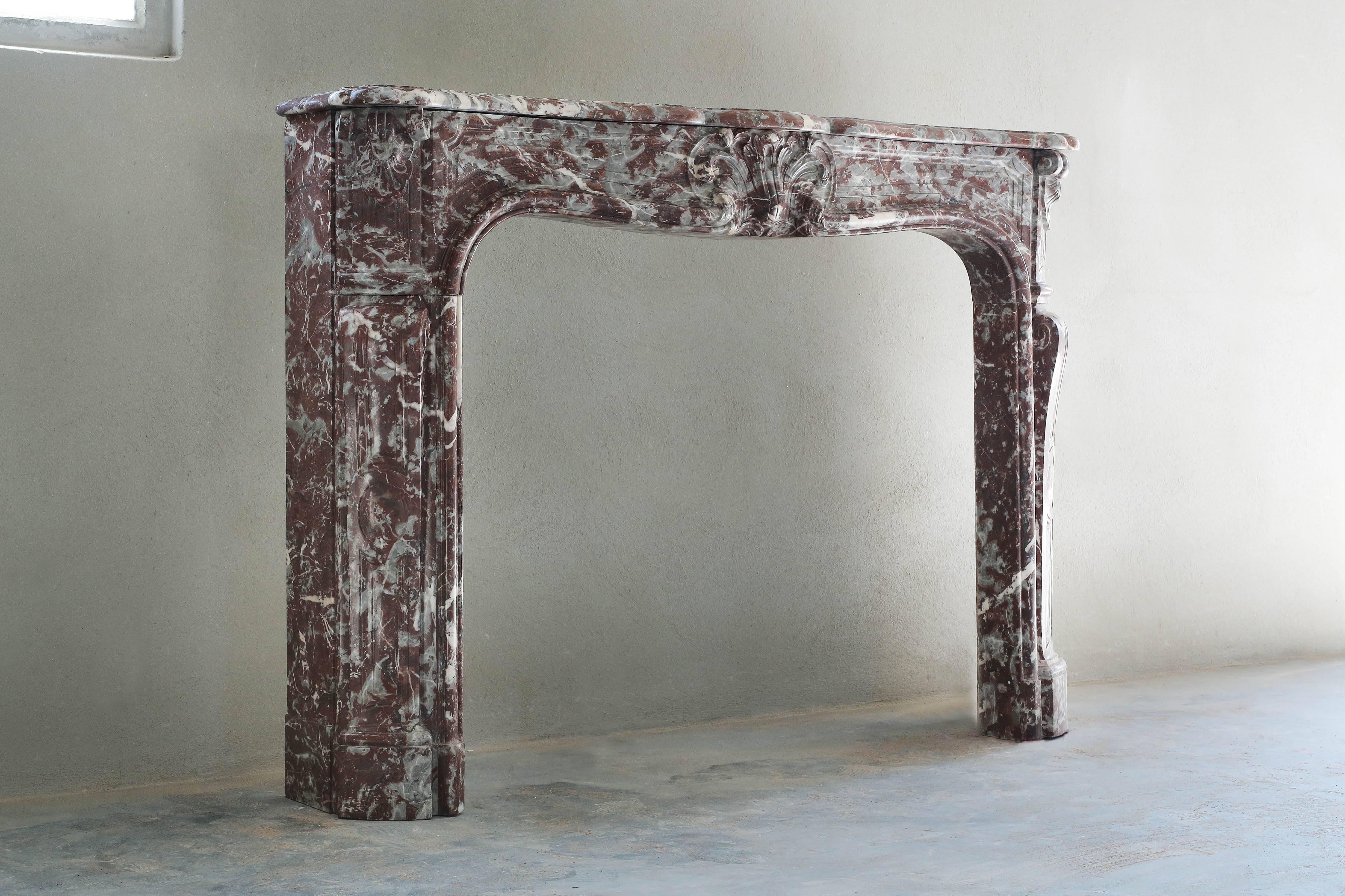 Antique Marble Fireplace, 19th century, Louis XV For Sale 1