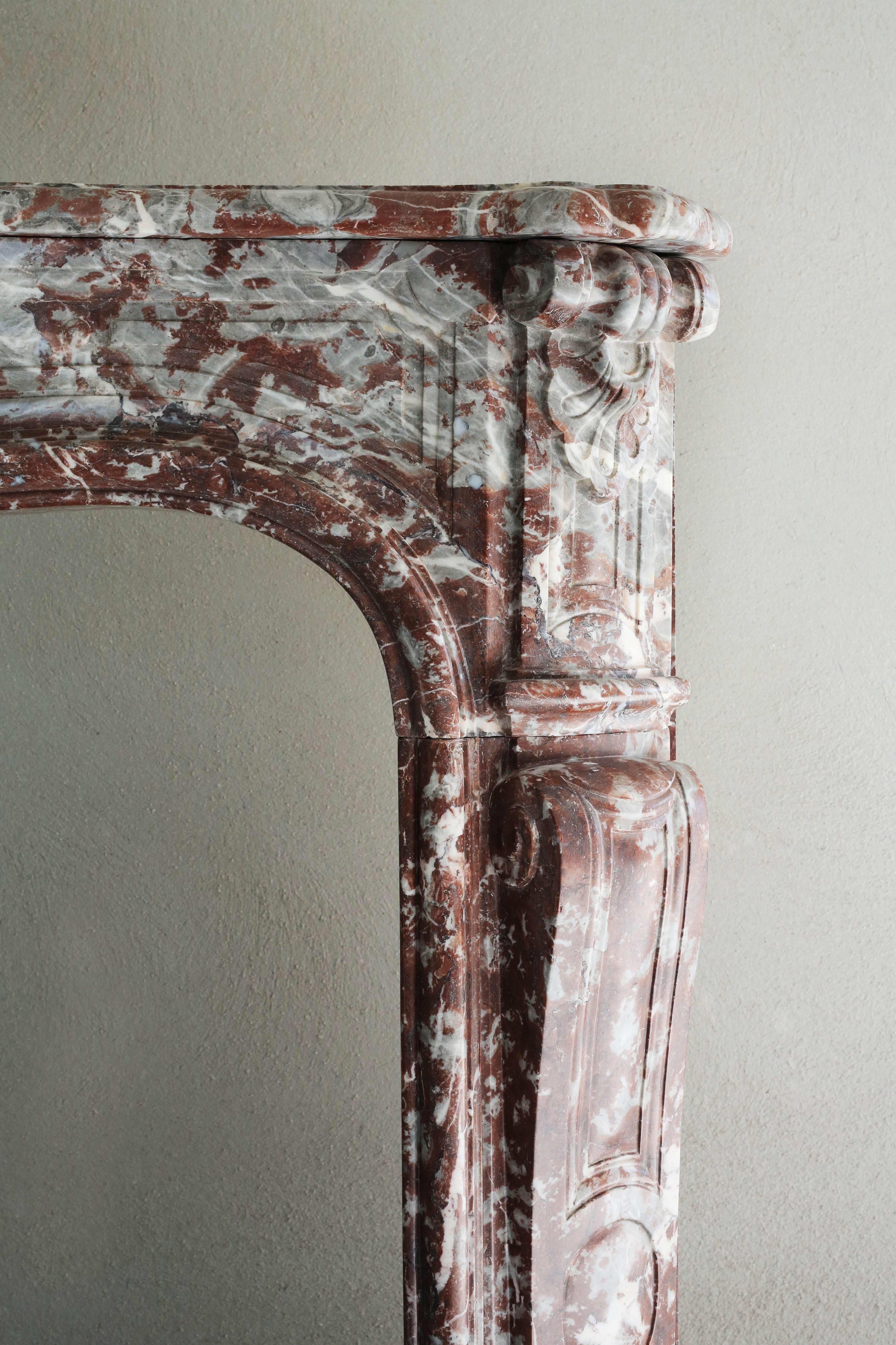 Antique Marble Fireplace, 19th century, Louis XV In Good Condition For Sale In Made, NL