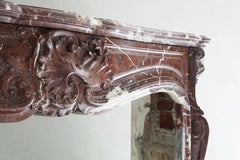 19th Century Belgian Rouge Griotte Marble Fireplace Mantle, 1840-1860
