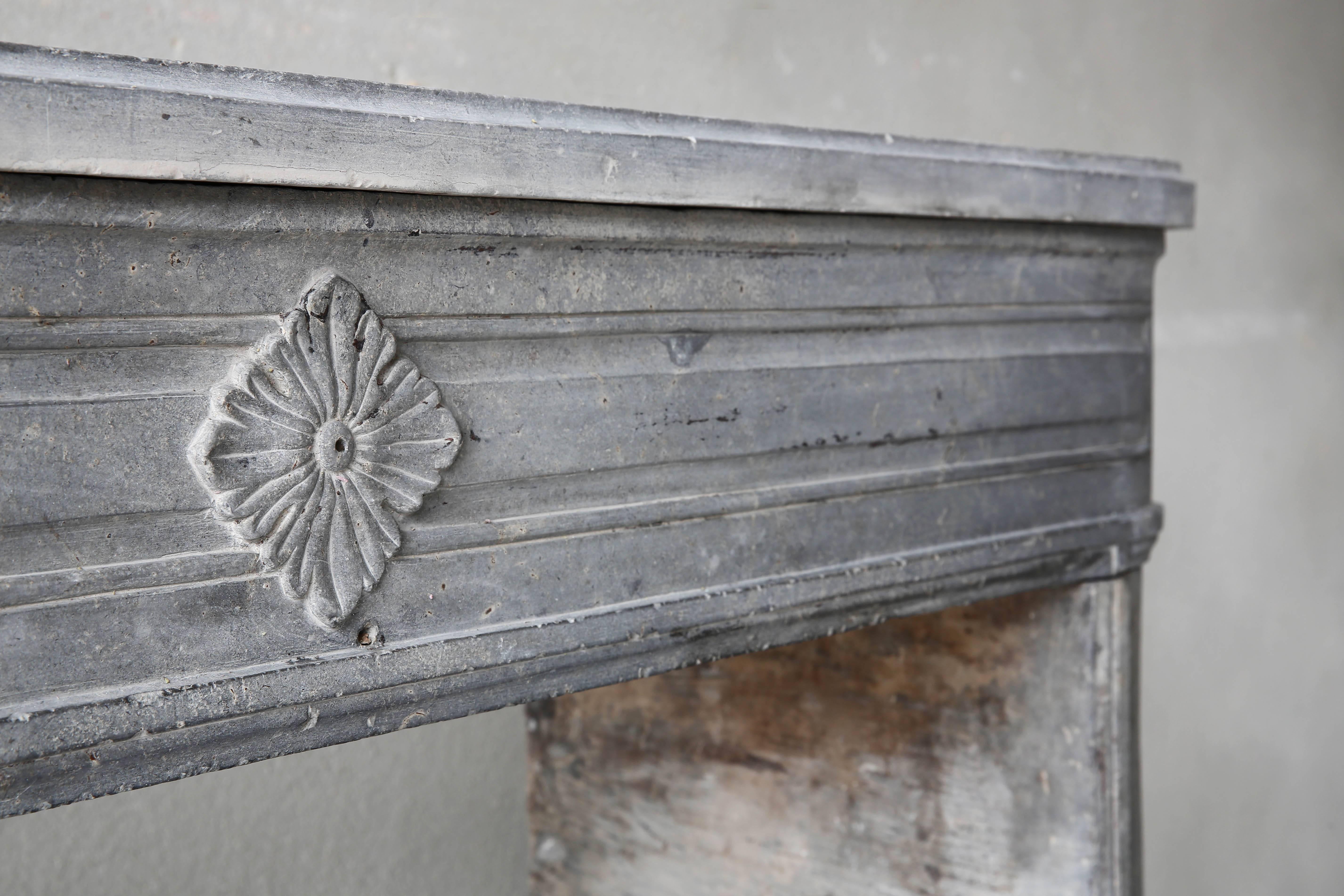 French Late 18th Century Antique Fireplace of Grey Marble Stone