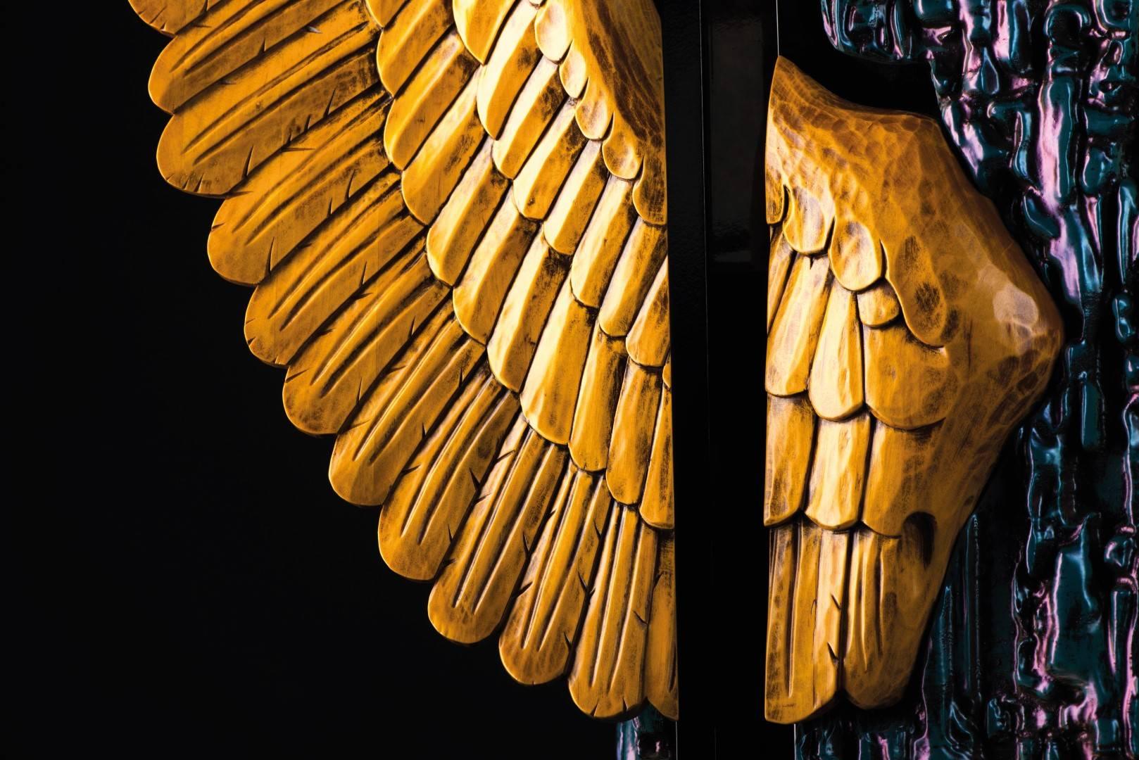 Hand-Carved 'Mans Wing' Limited Edition Cognac and Cigars Bar from Egli Design