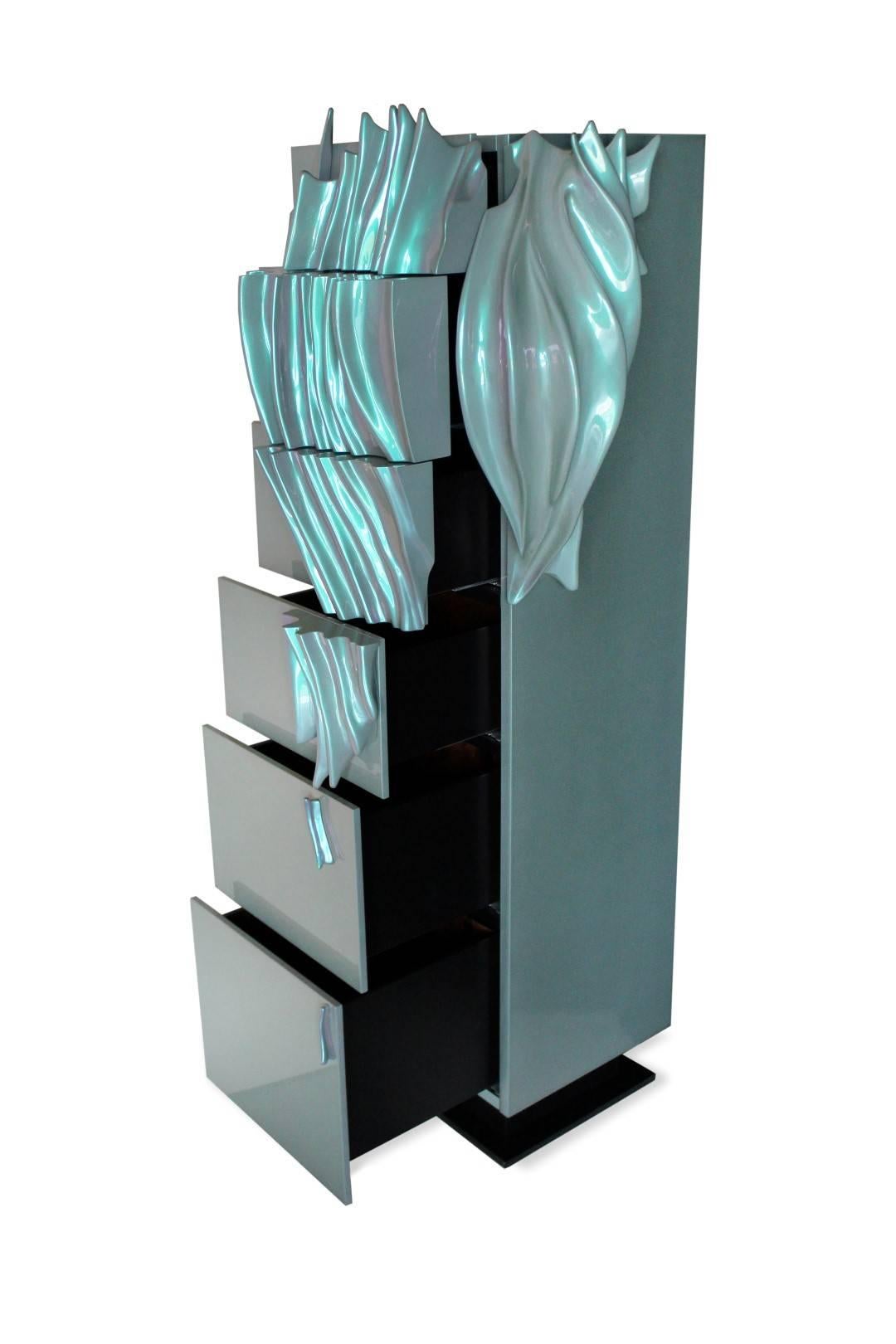Moderne Armoire à tiroirs « Algae » en édition limitée d'Egli Design en vente