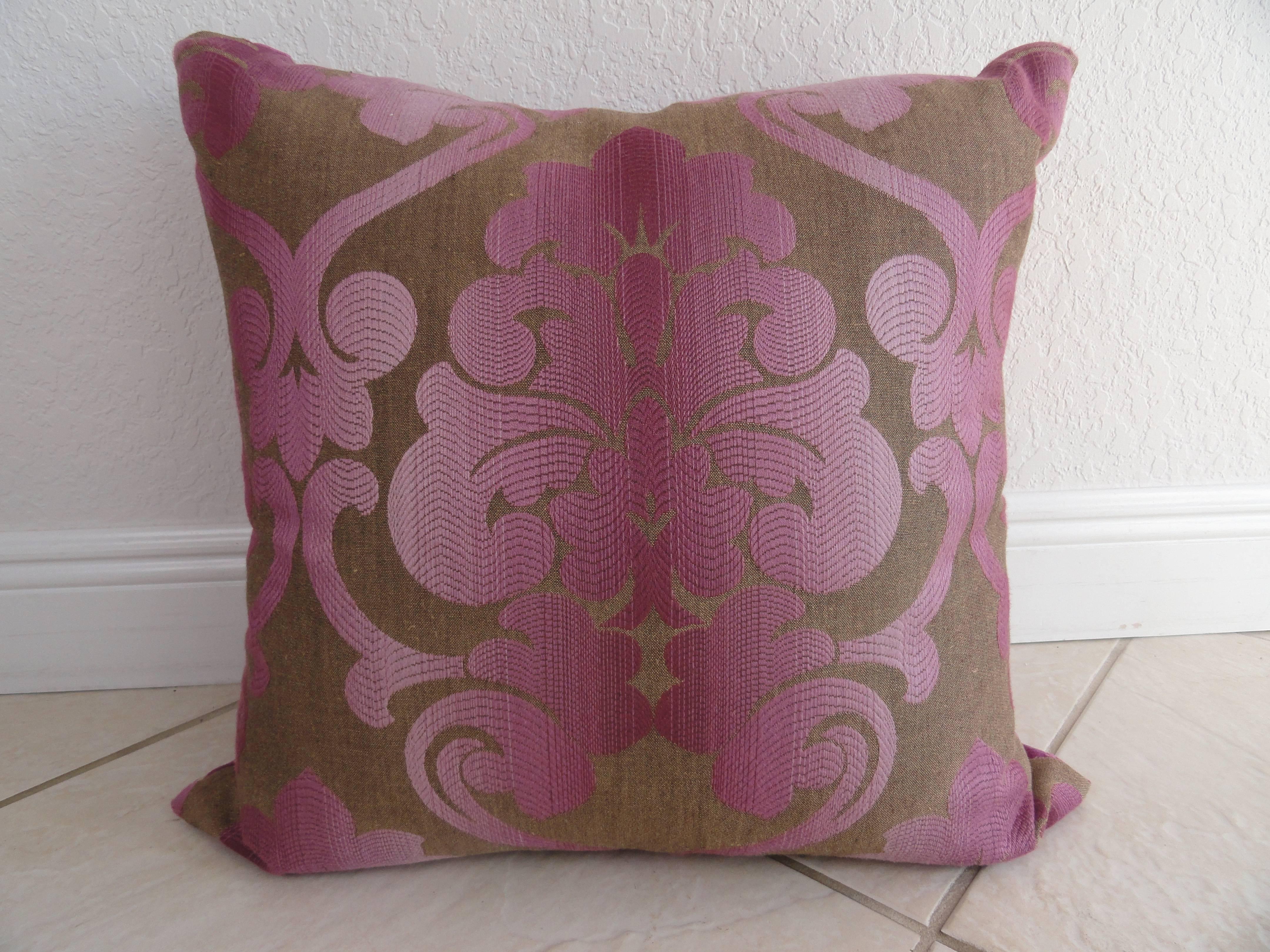 New pair of brocade custom pillows with velvet backs, 20 inch squares.