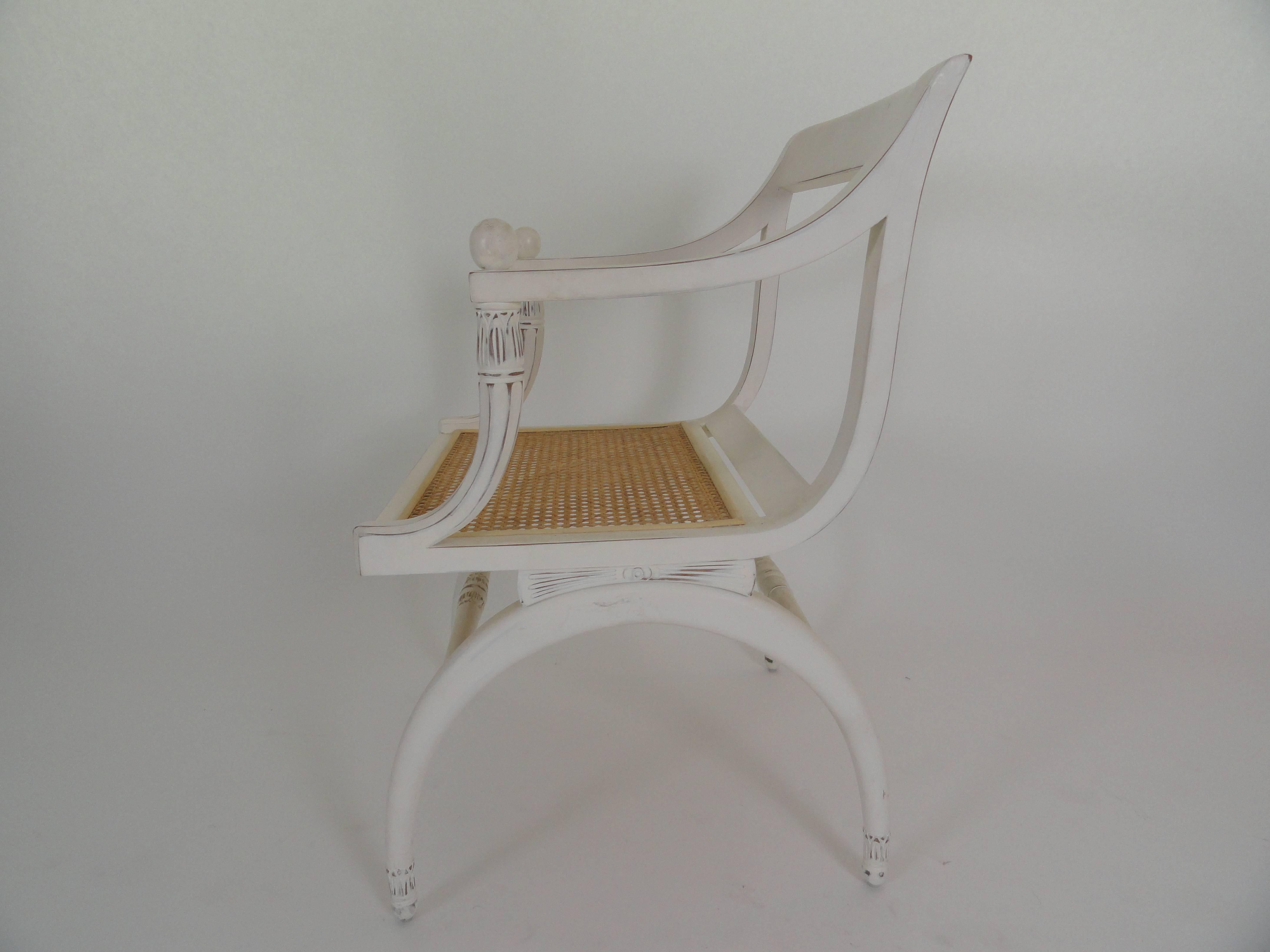 American Regency Style Cane Seat Chair For Sale