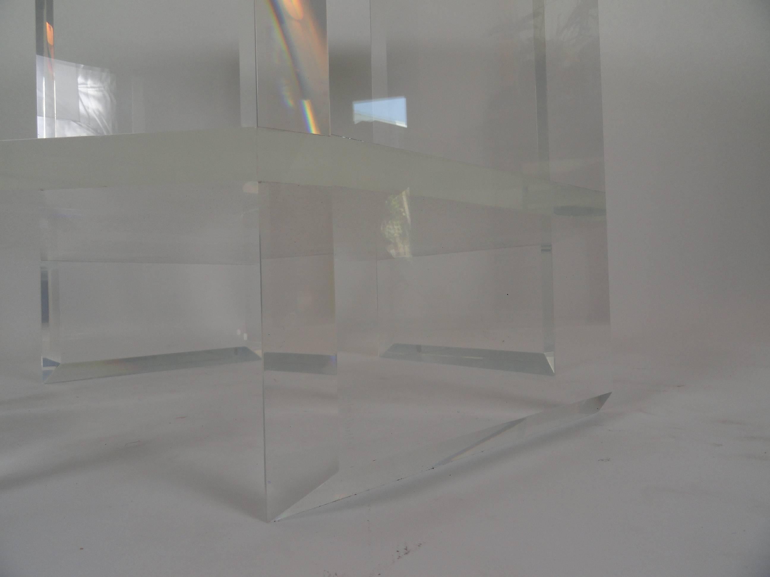 Modern Jeffrey Bigelow Signed and Dated Acrylic Table Base For Sale