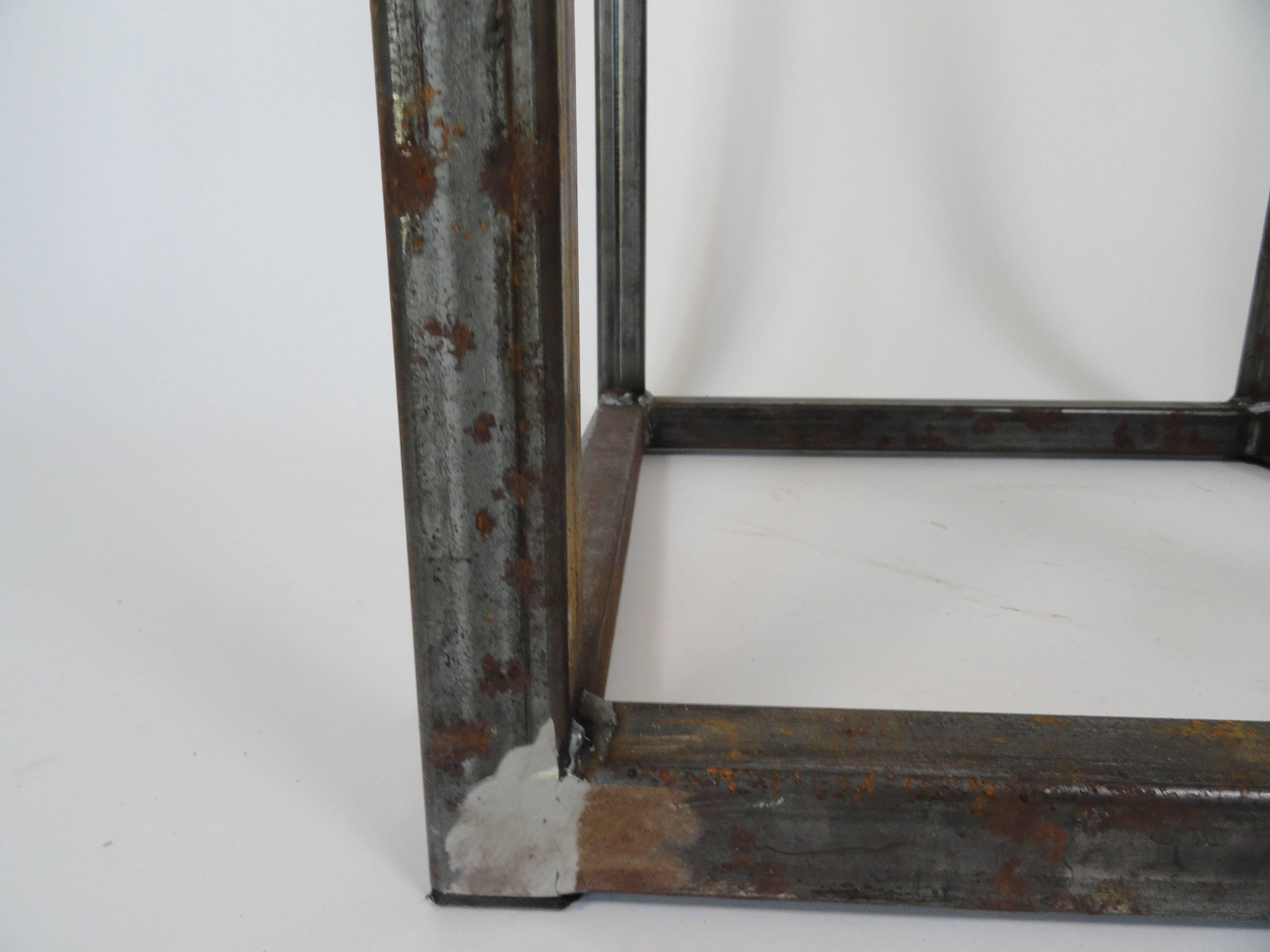 Steel Custom Metal Pedestal in Natural Finish For Sale