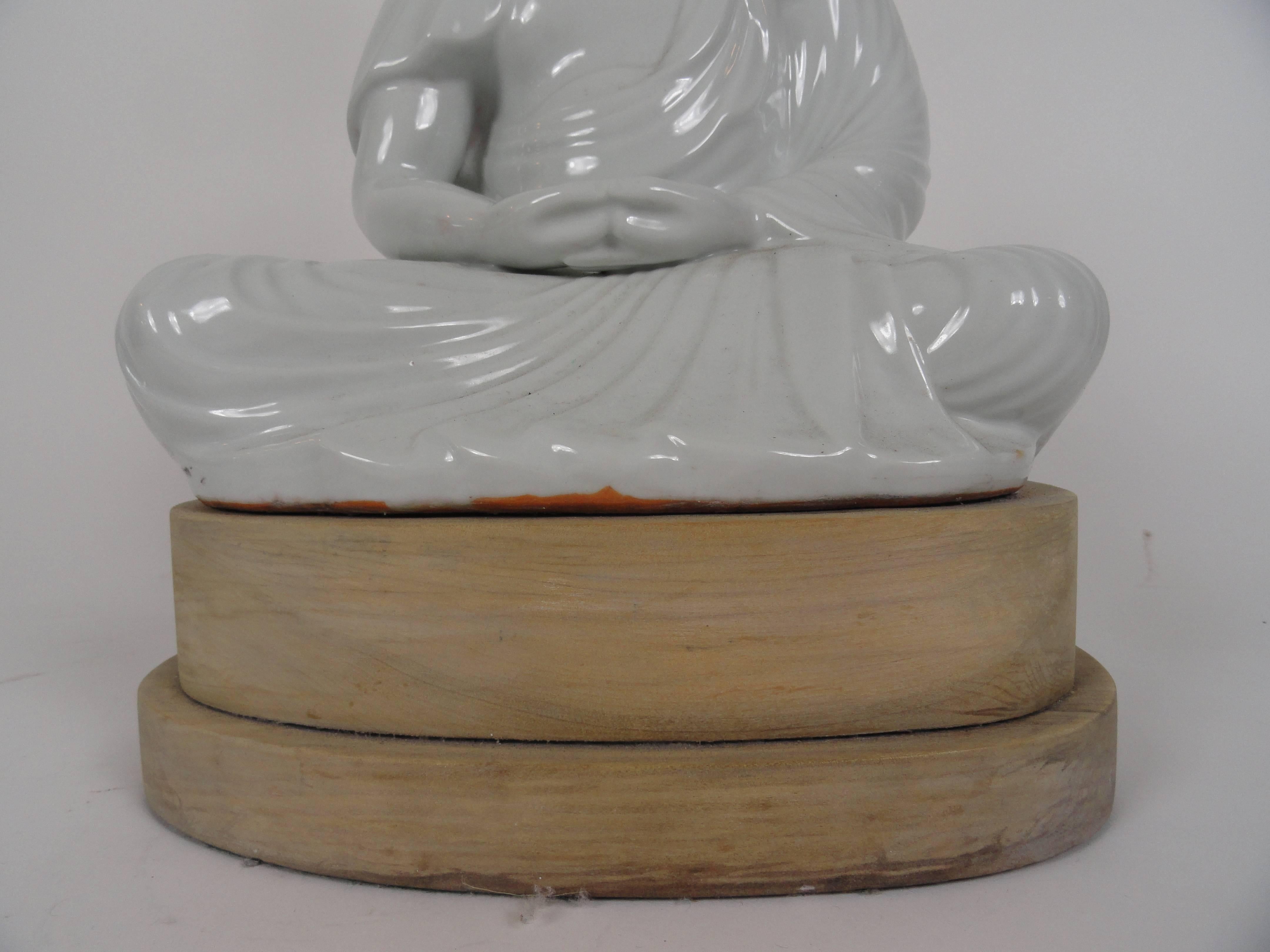 Mid-20th Century Blanc de Chin Buddha Lamp For Sale