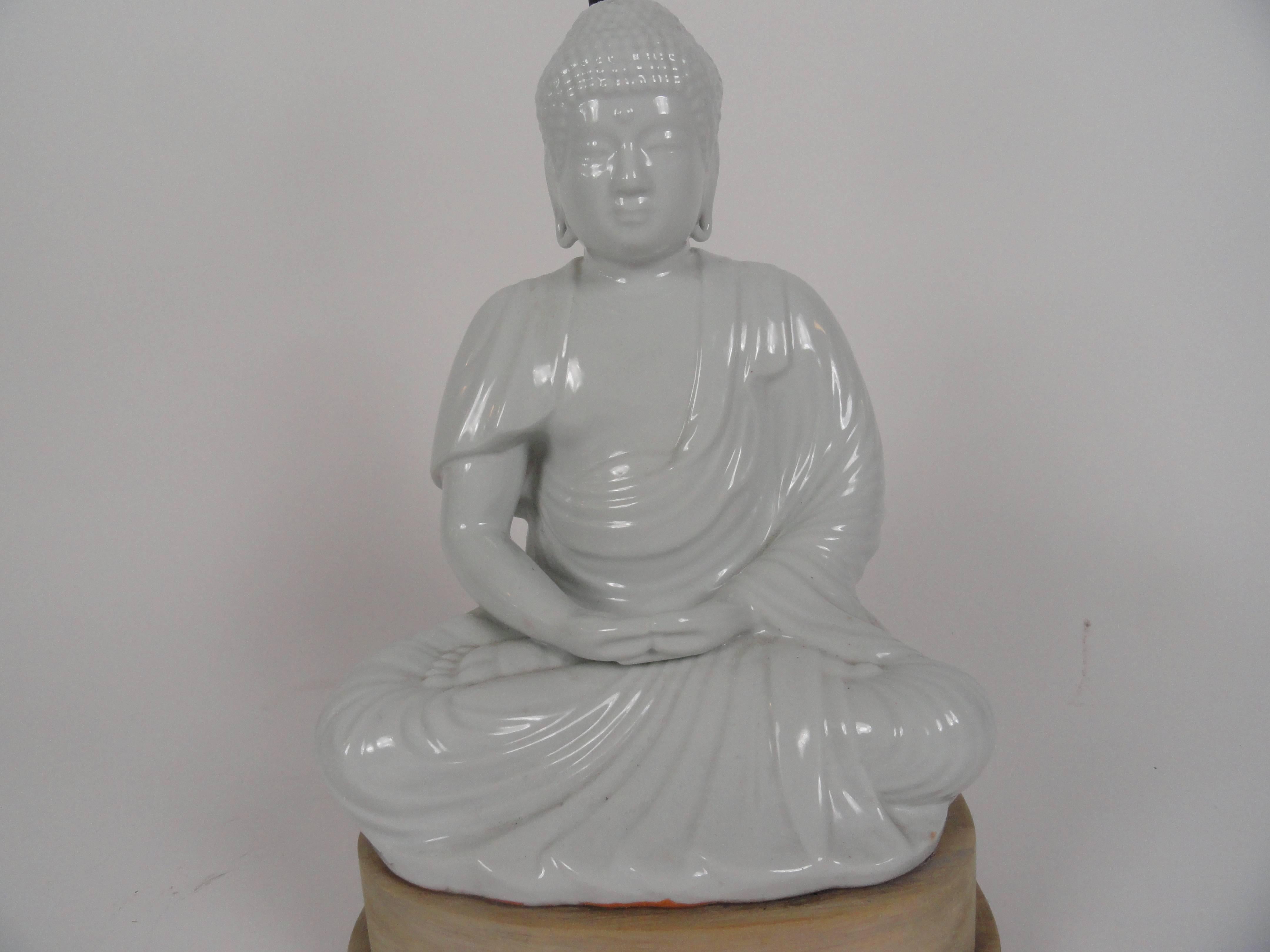 Porcelain Blanc de Chin Buddha Lamp For Sale