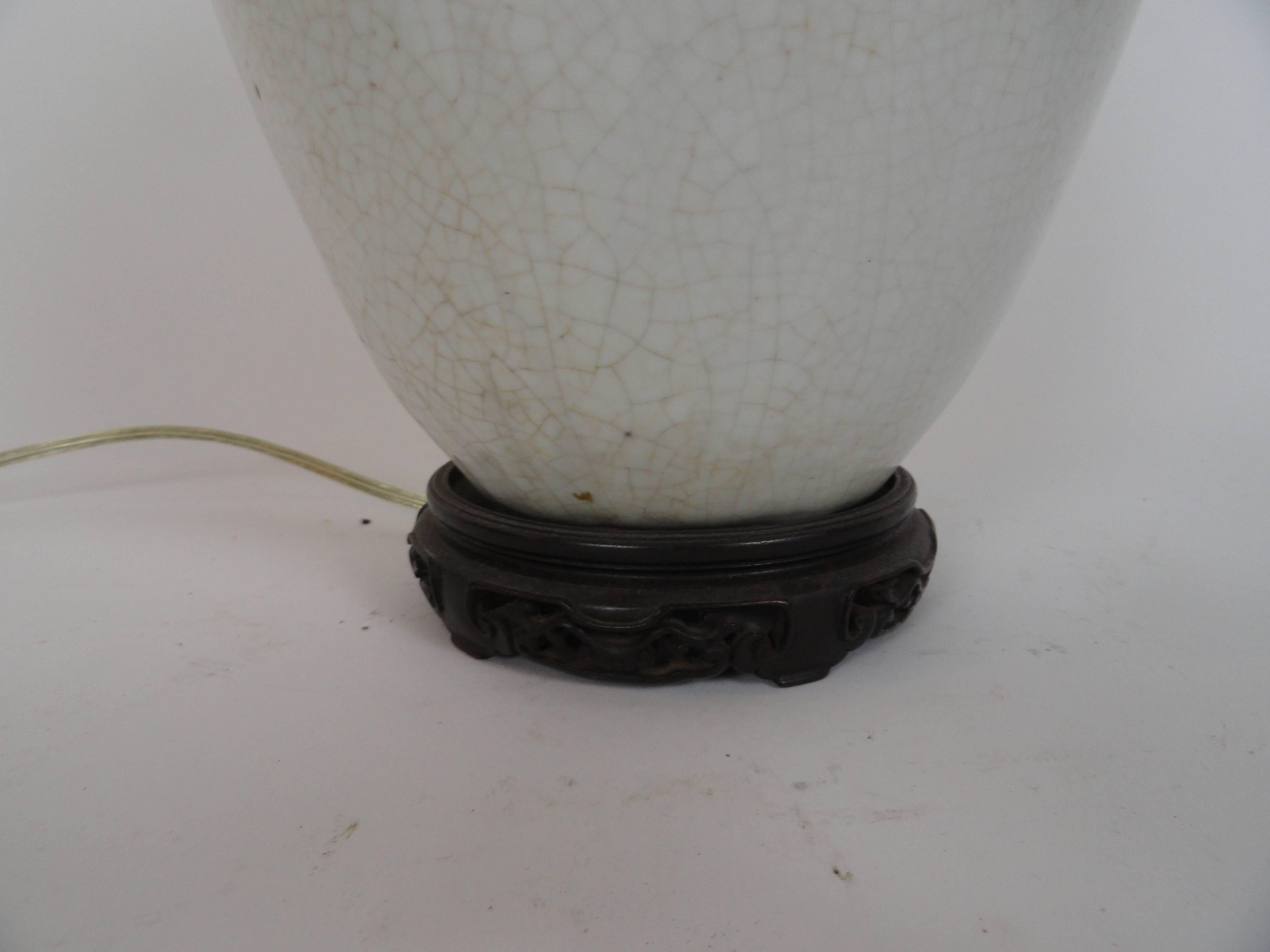 Asian Early 20th Century White Crackle Lamp For Sale